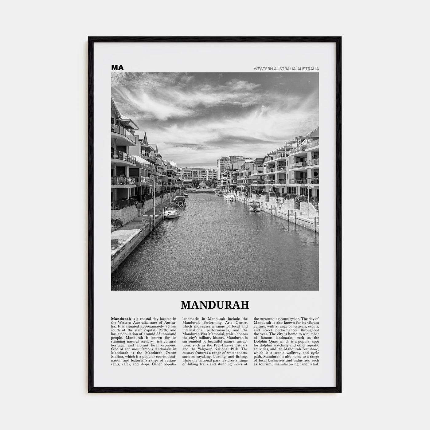 Mandurah Travel B&W Poster