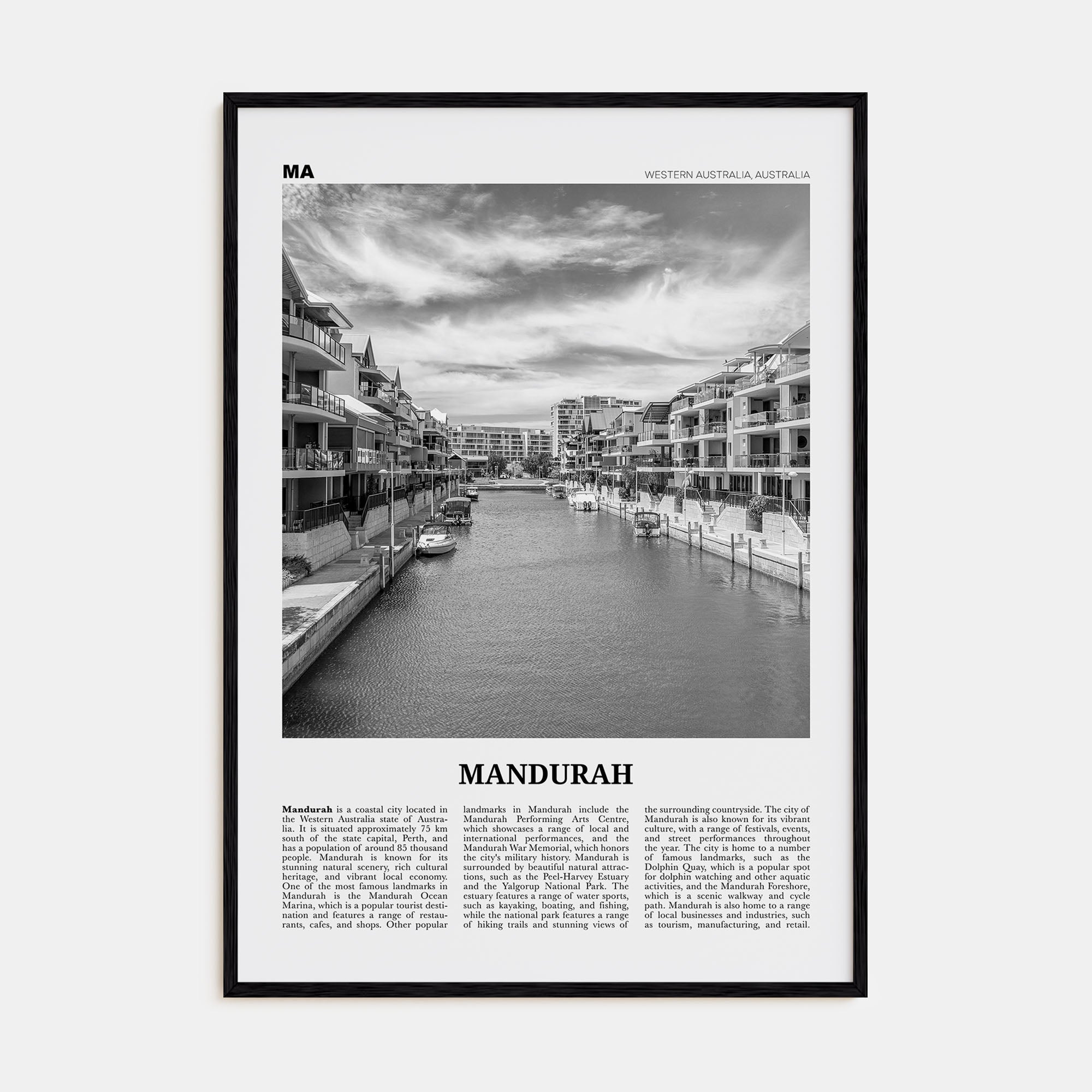 Mandurah Travel B&W Poster
