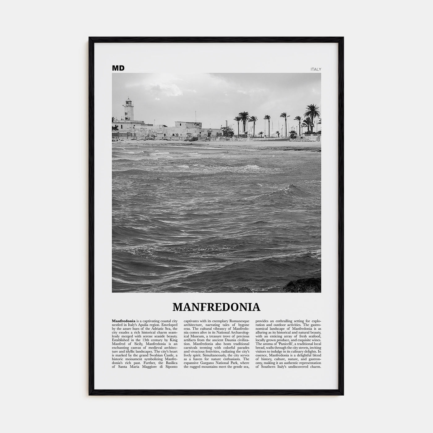 Manfredonia Travel B&W Poster