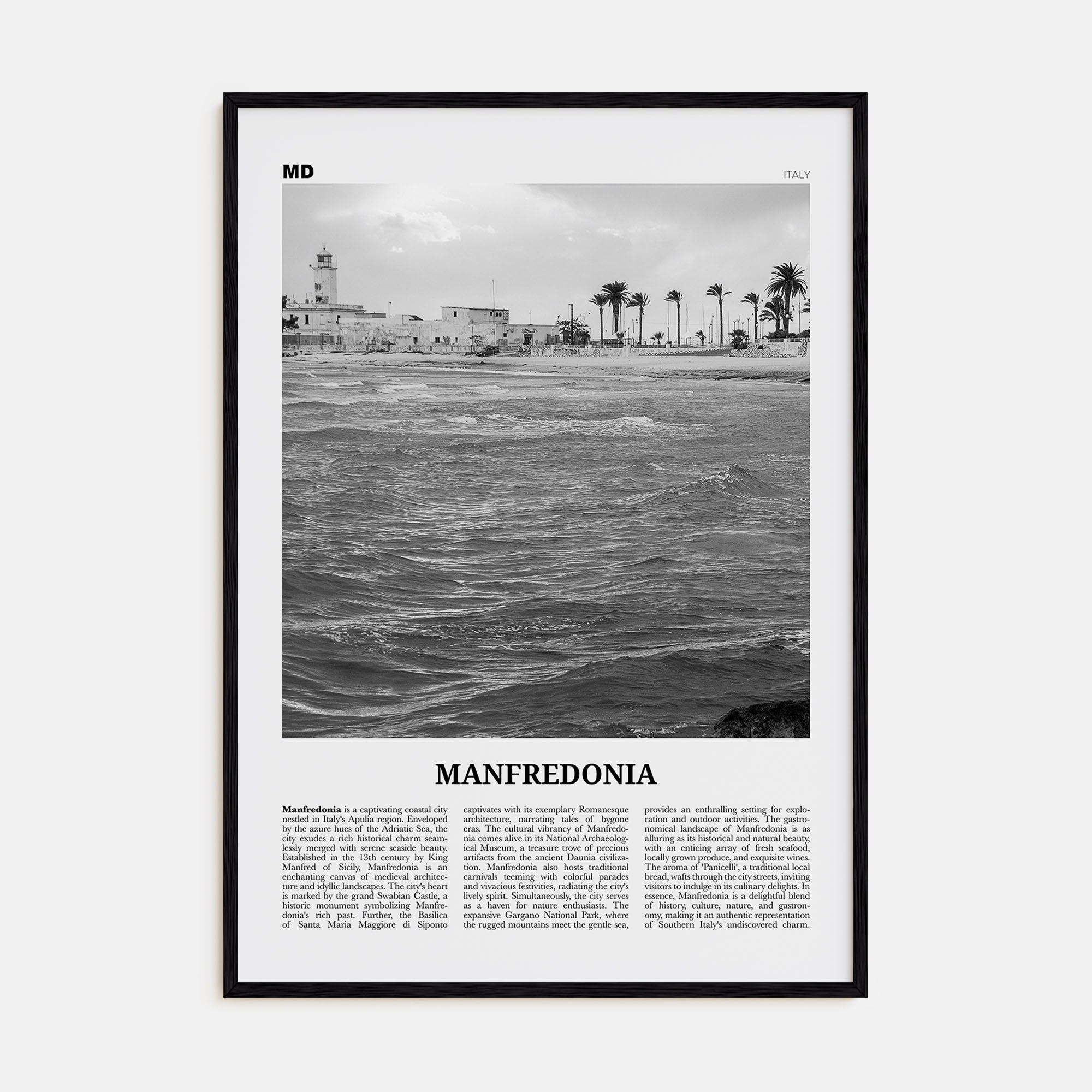 Manfredonia Travel B&W Poster