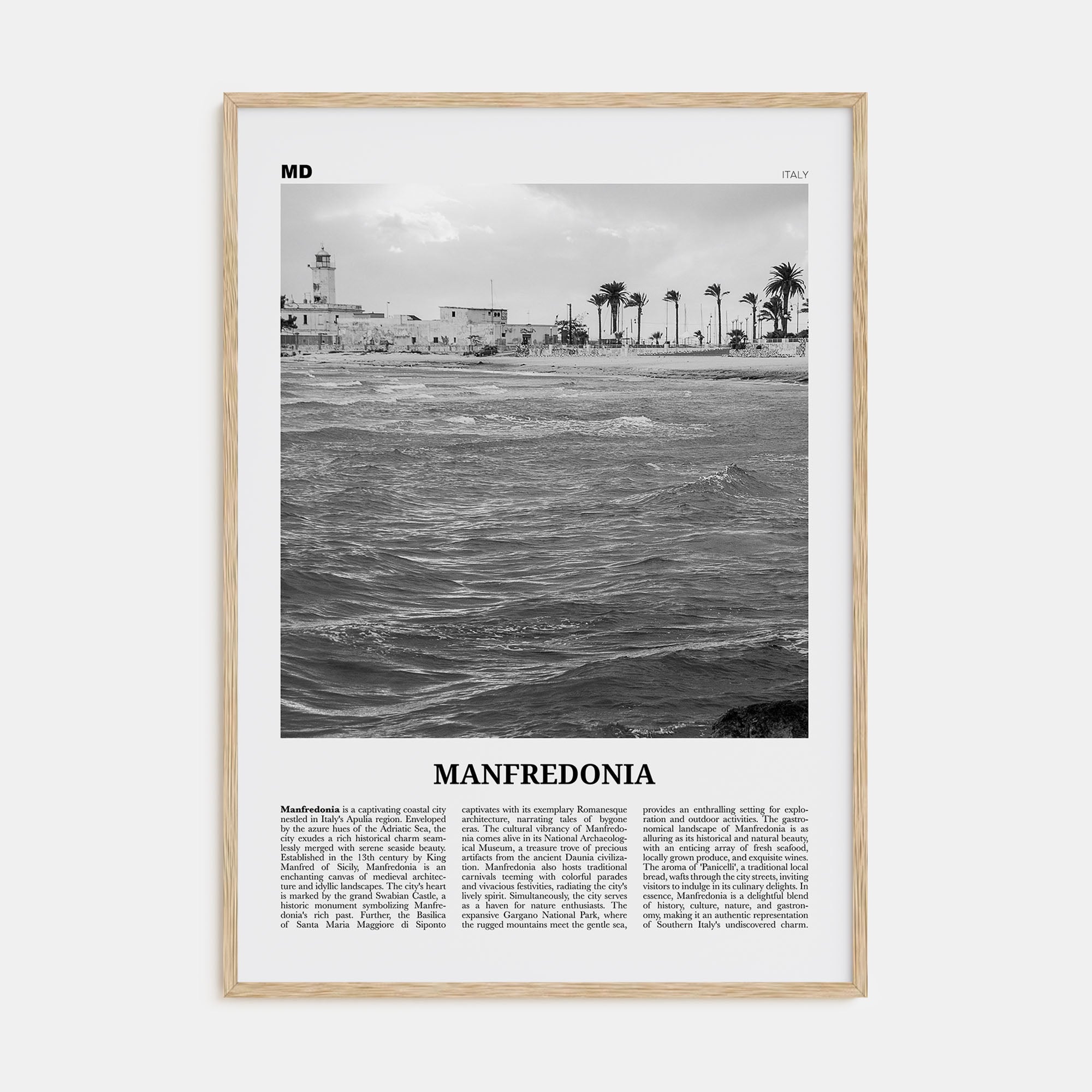 Manfredonia Travel B&W Poster