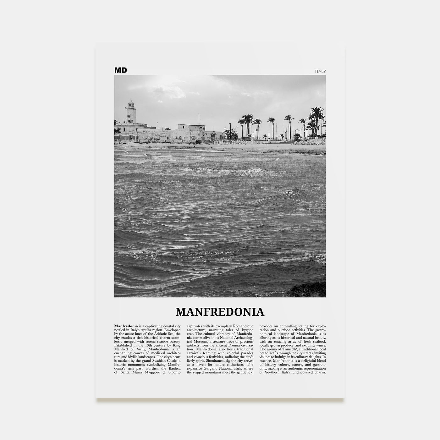Manfredonia Travel B&W Poster
