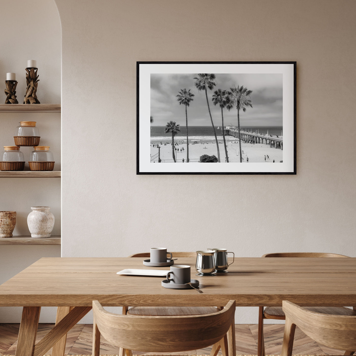 Manhattan Beach Landscape B&W Poster