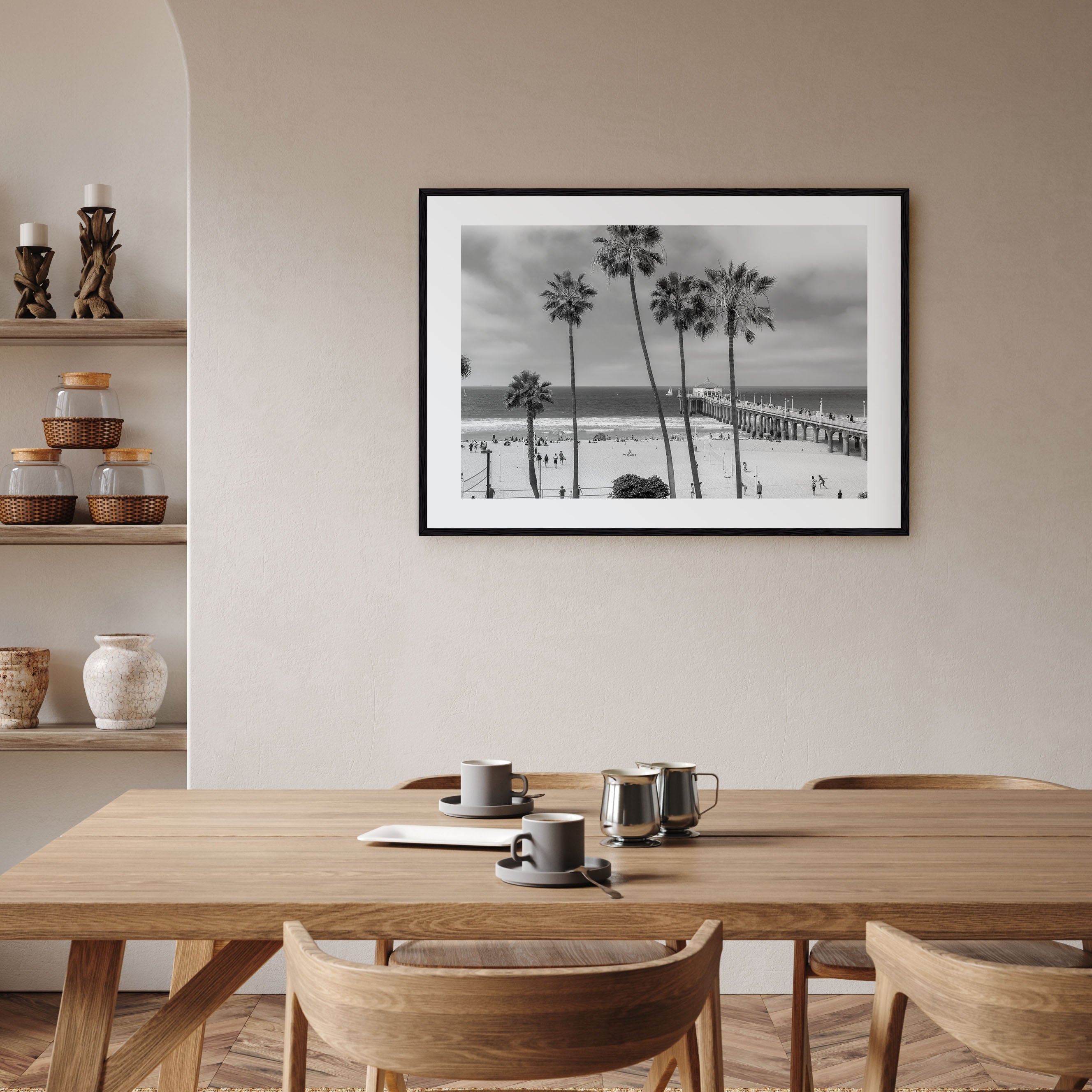 Manhattan Beach Landscape B&W Poster
