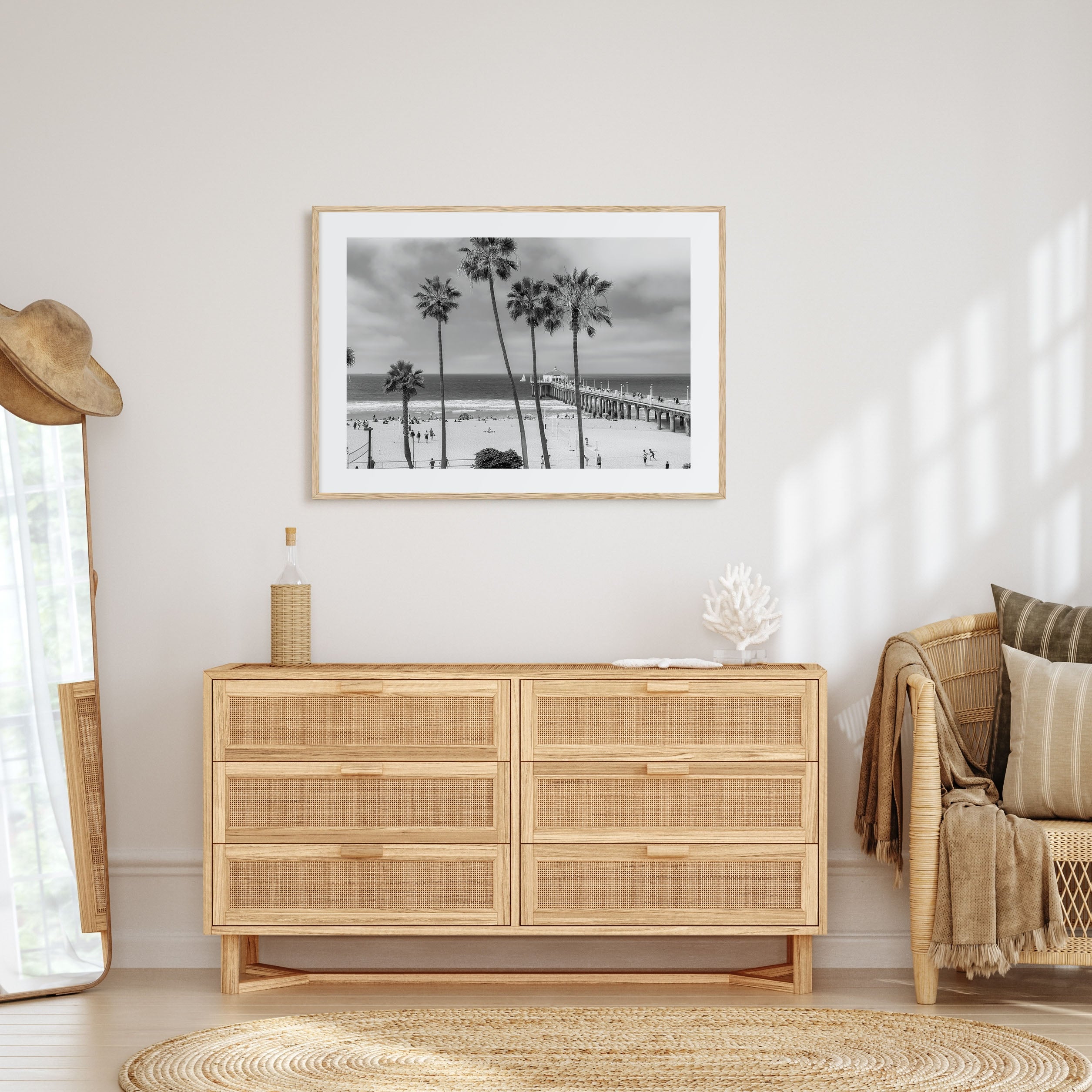 Manhattan Beach Landscape B&W Poster