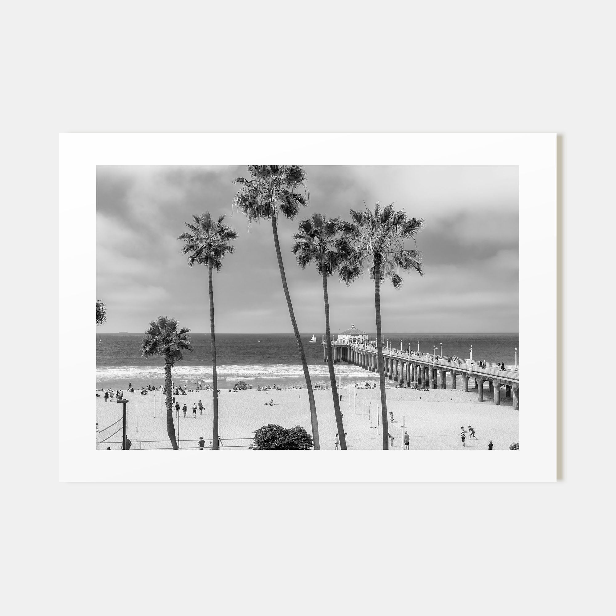 Manhattan Beach Landscape B&W Poster