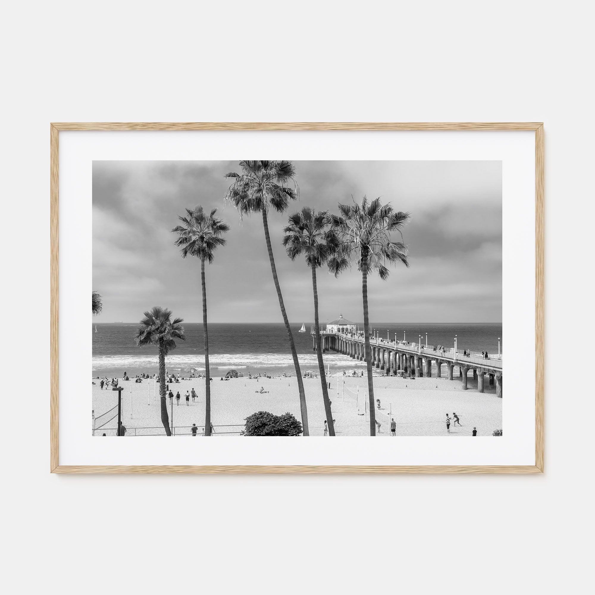 Manhattan Beach Landscape B&W Poster