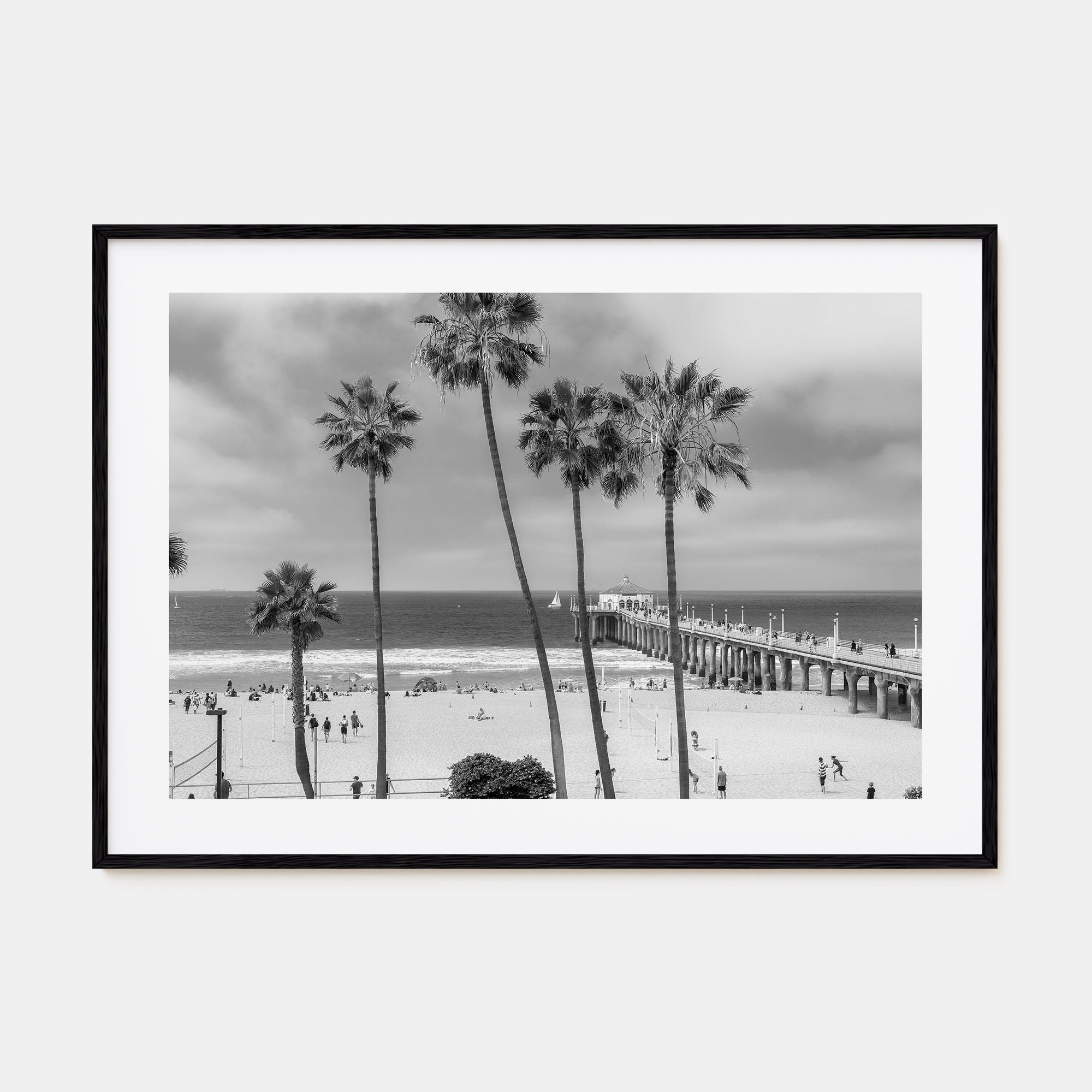 Manhattan Beach Landscape B&W Poster