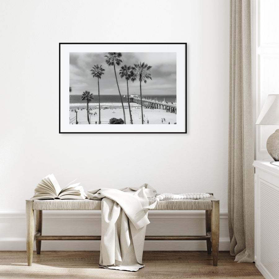 Manhattan Beach Landscape B&W Poster
