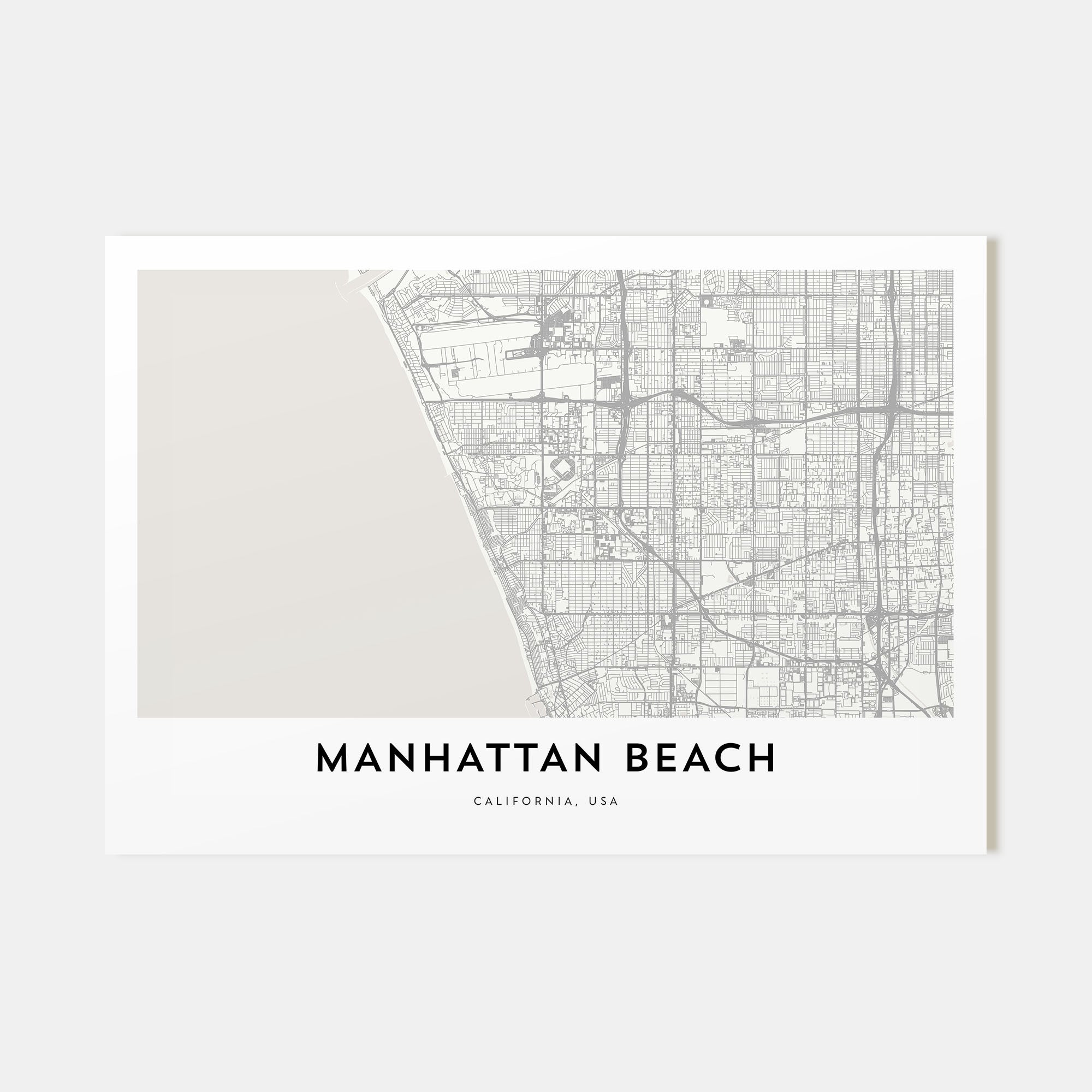 Manhattan Beach Map Landscape Poster