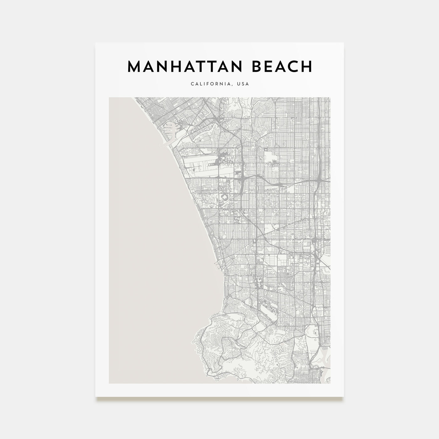 Manhattan Beach Map Portrait Poster