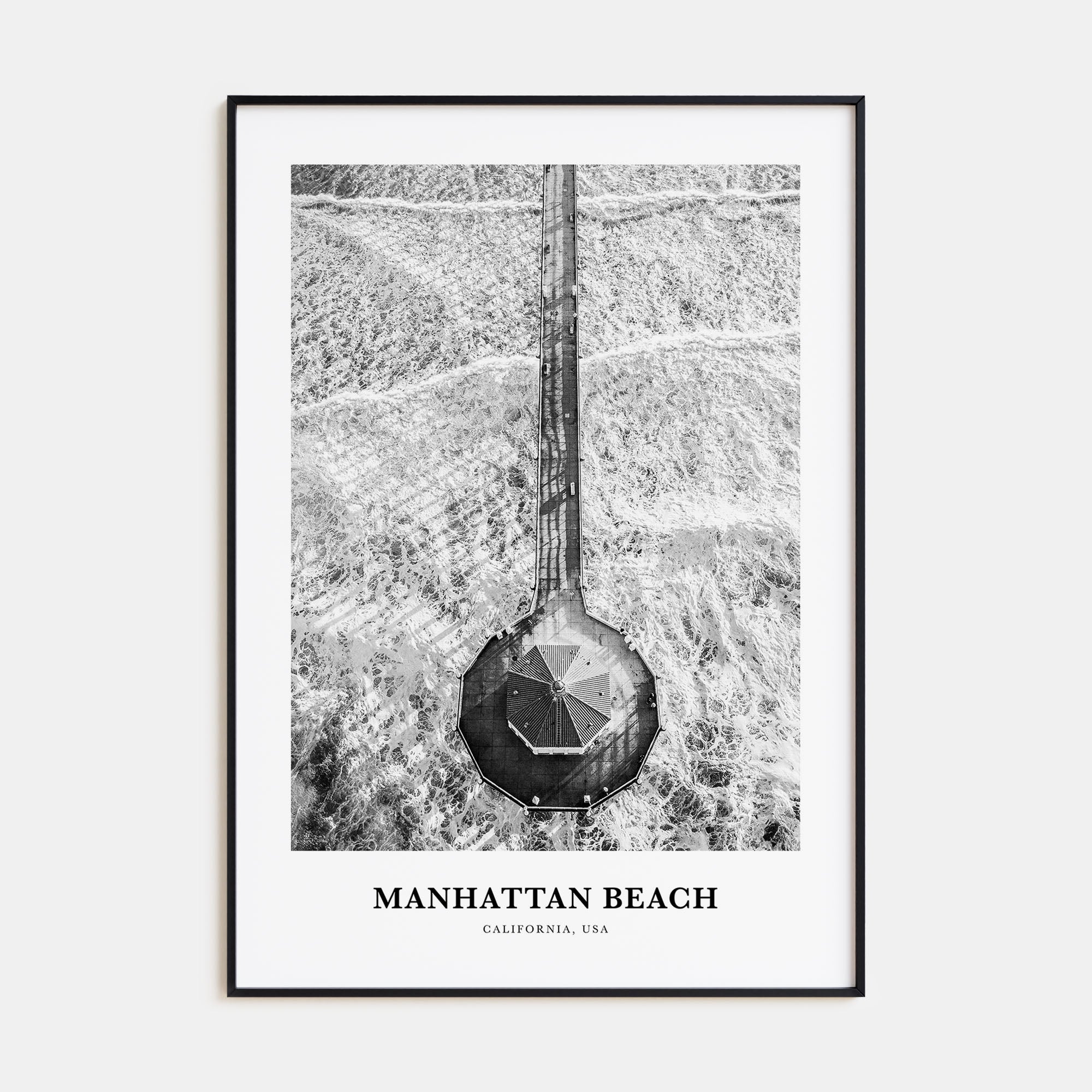 Manhattan Beach Portrait B&W Poster