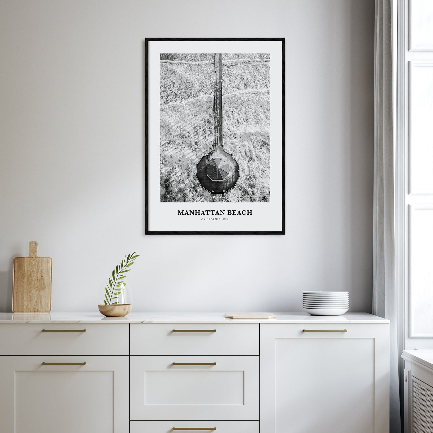 Manhattan Beach Portrait B&W Poster