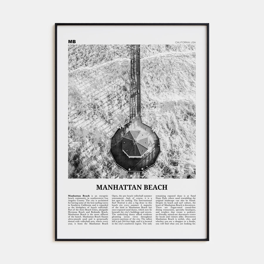 Manhattan Beach Travel B&W Poster