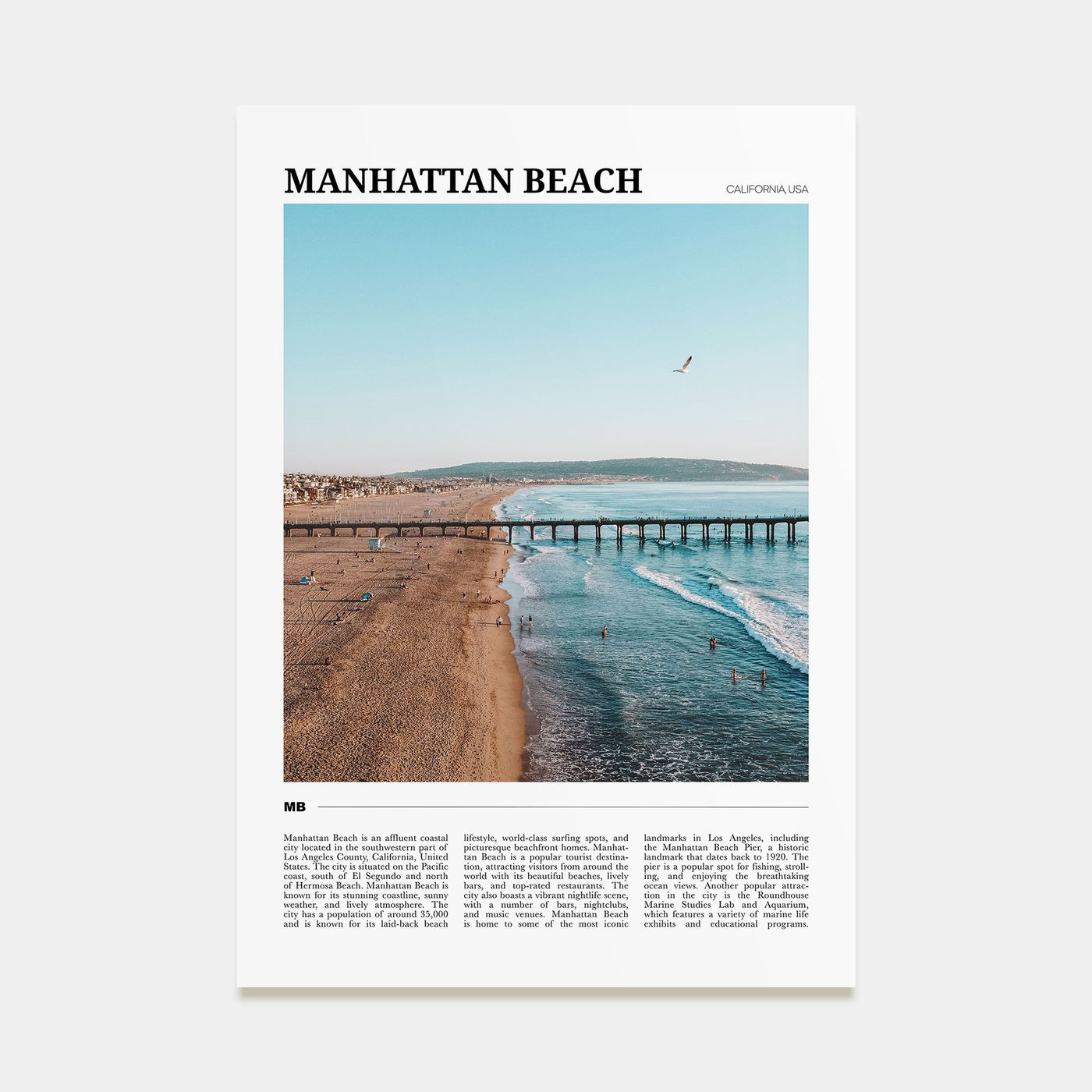 Manhattan Beach Travel Color Poster