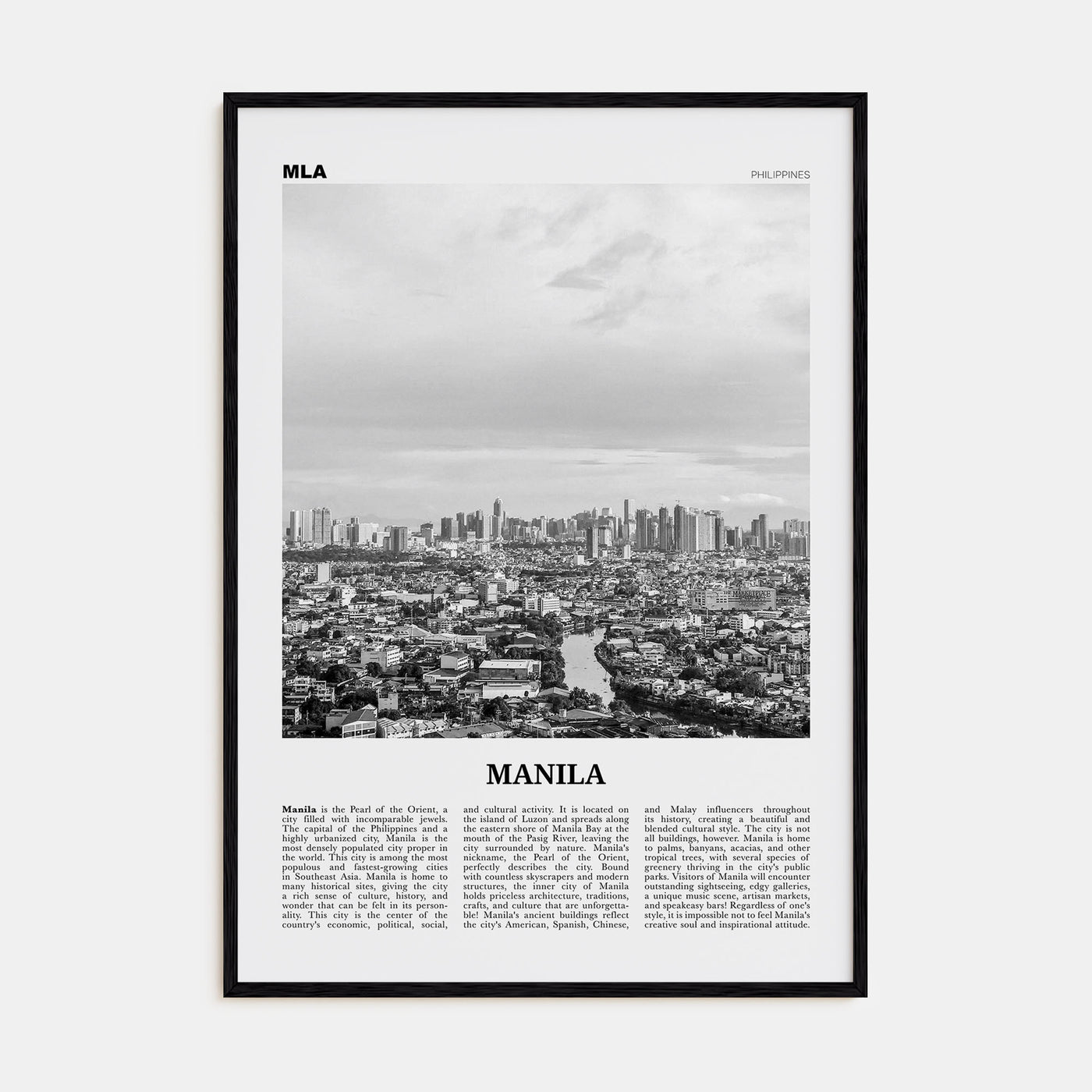 Manila Travel B&W No 2 Poster