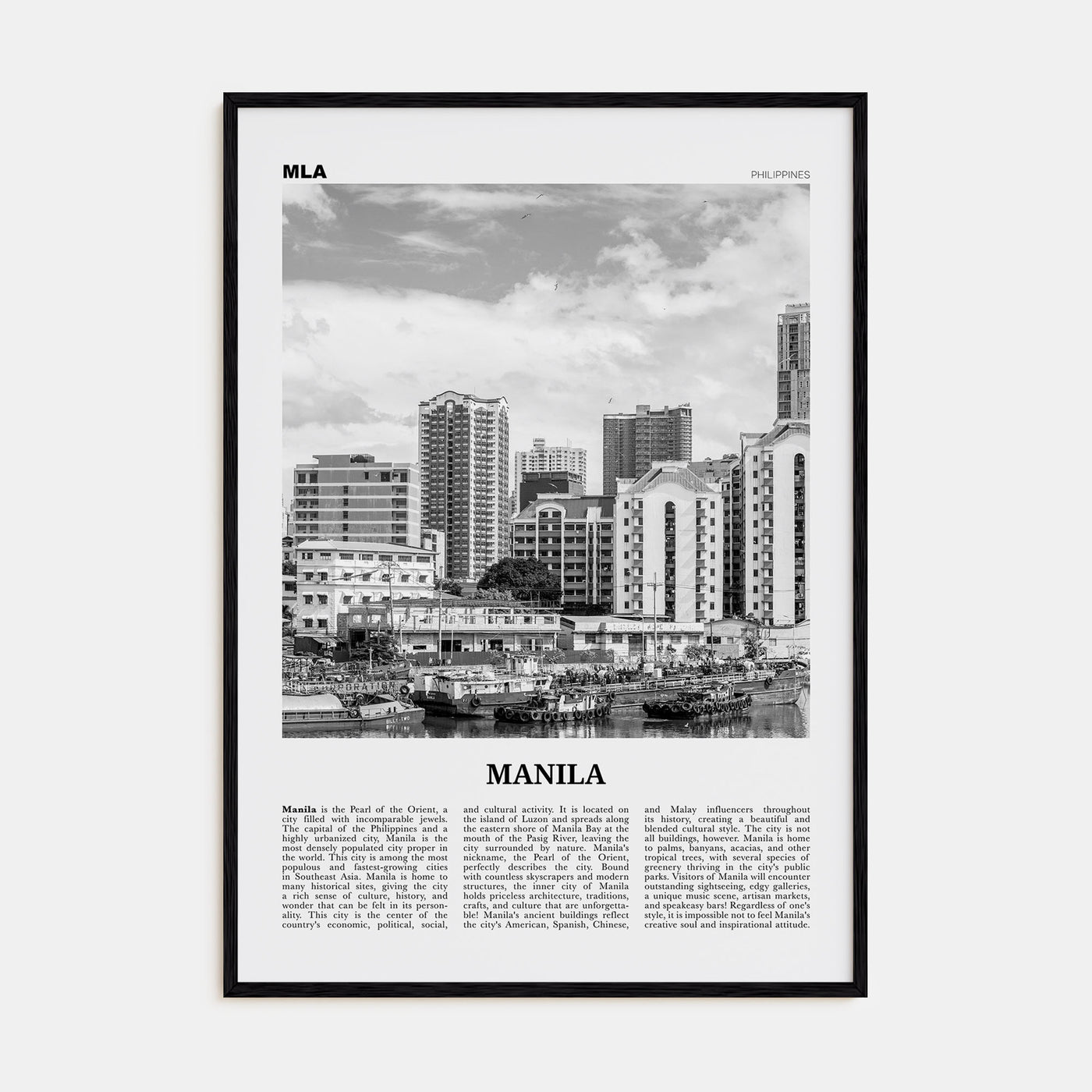 Manila Travel B&W No 3 Poster