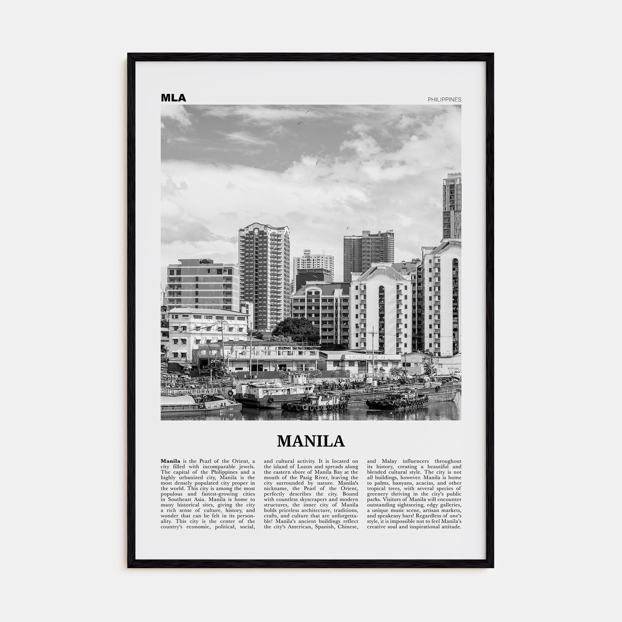 Manila Travel B&W No 3 Poster