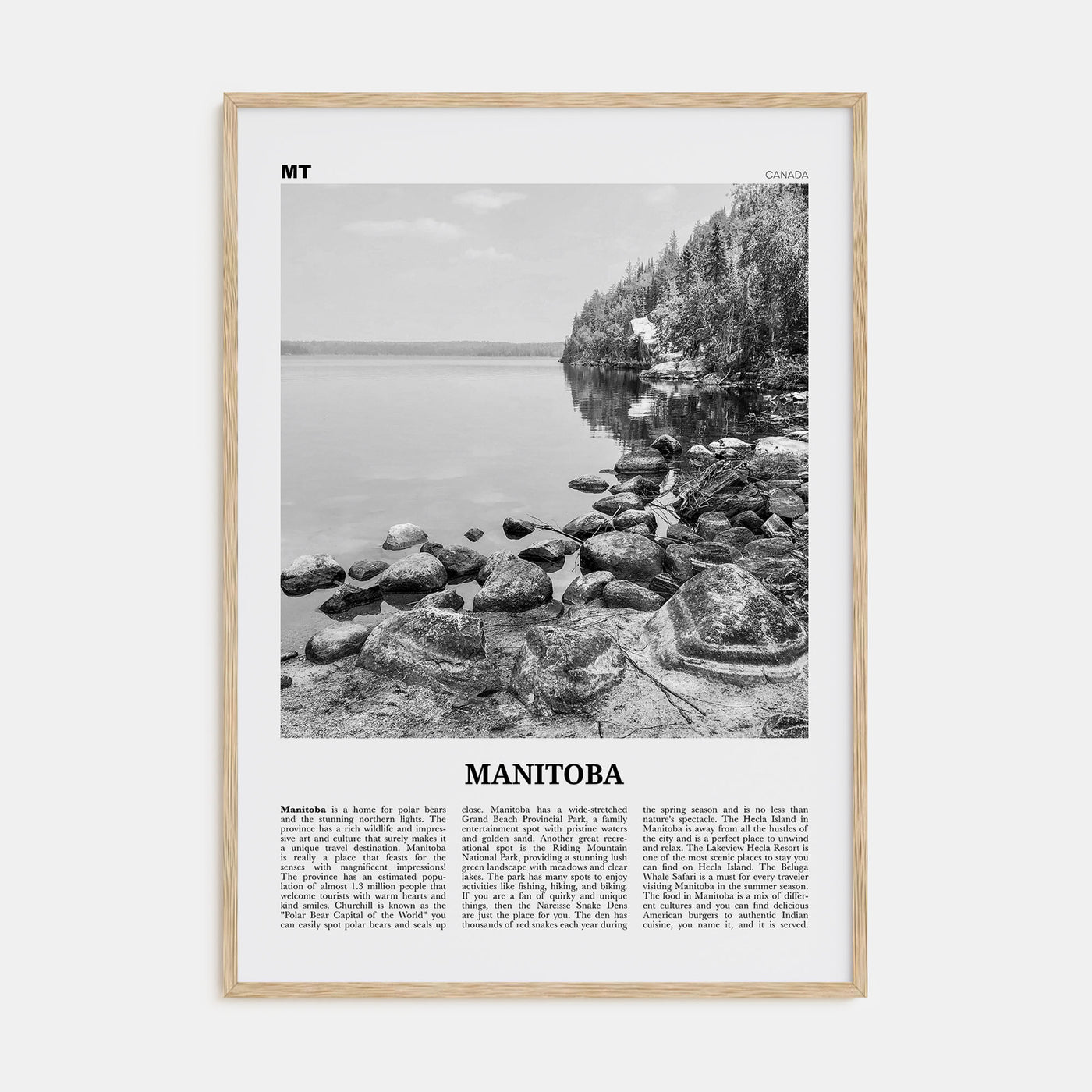 Manitoba Travel B&W Poster