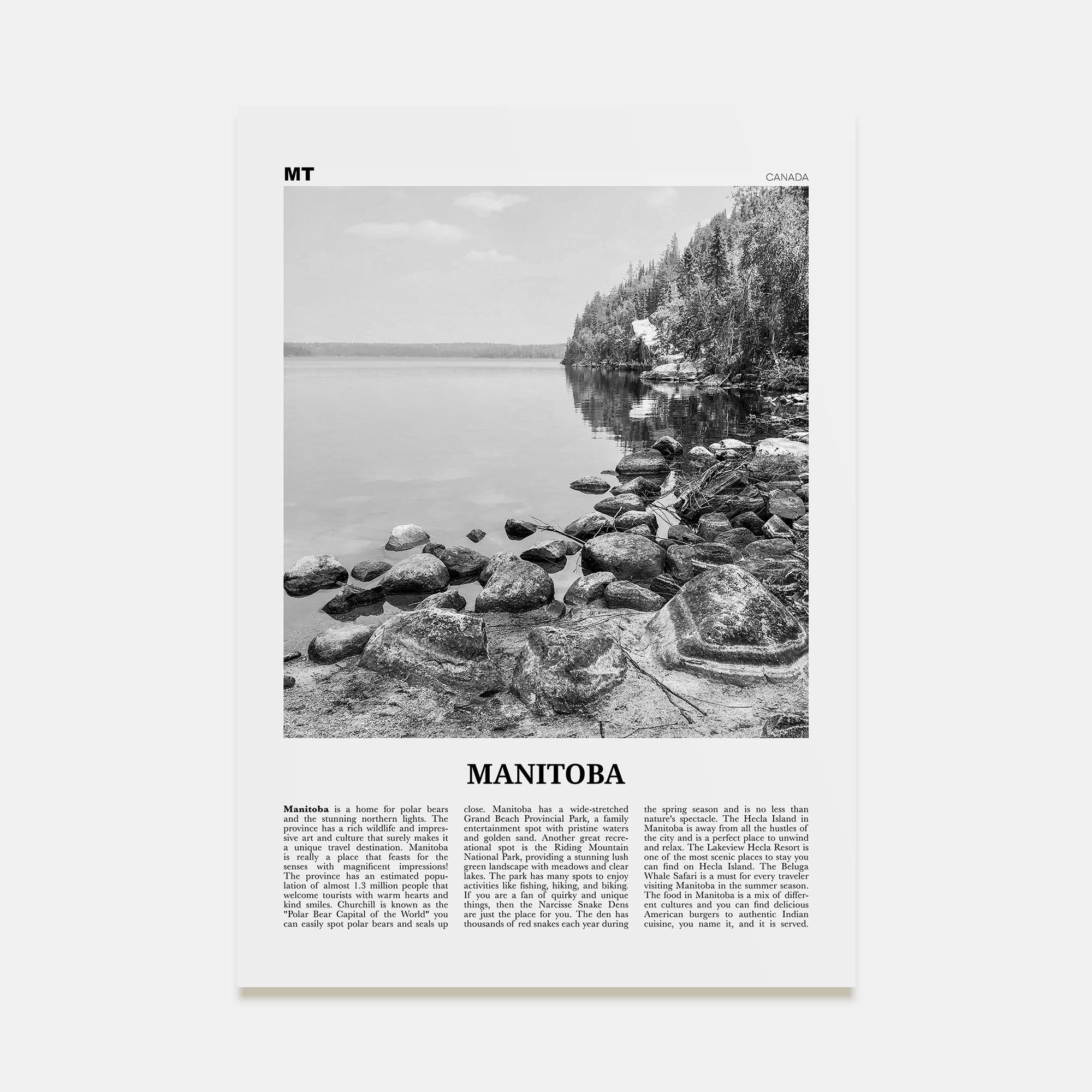 Manitoba Travel B&W Poster