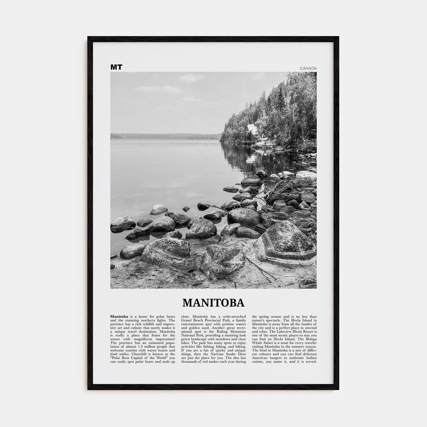 Manitoba Travel B&W Poster