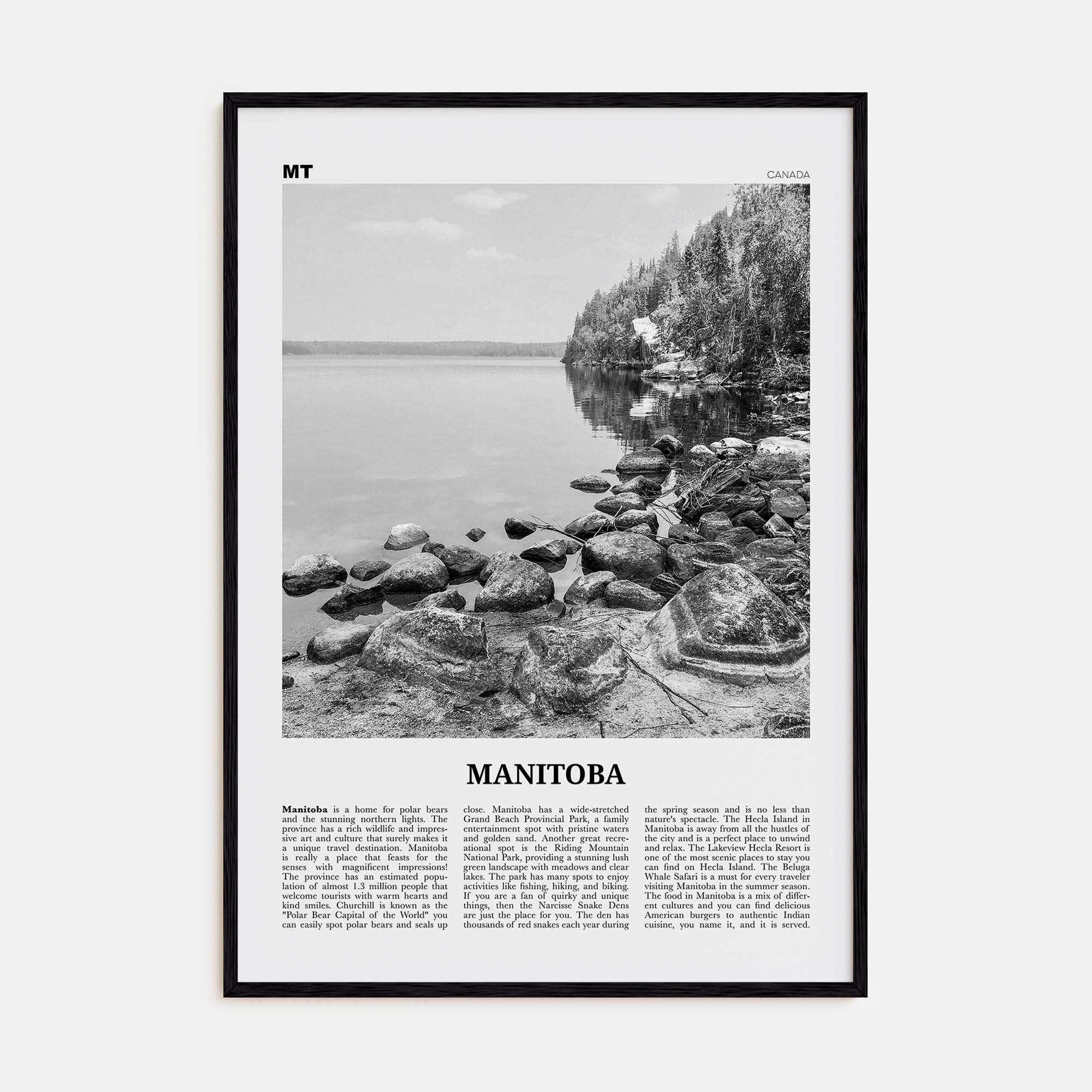 Manitoba Travel B&W Poster