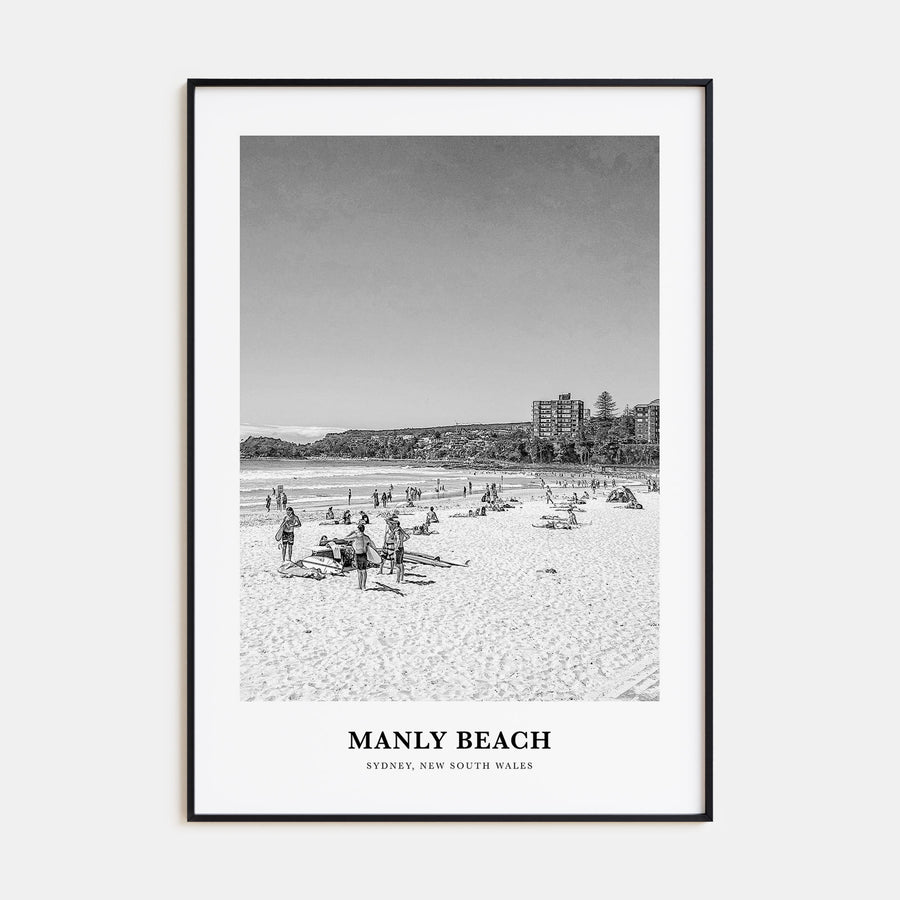 Manly Beach Portrait B&W Poster