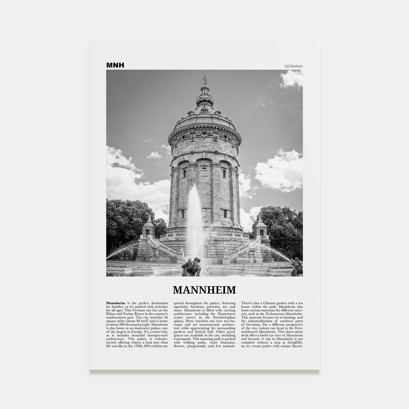 Mannheim Travel B&W Poster