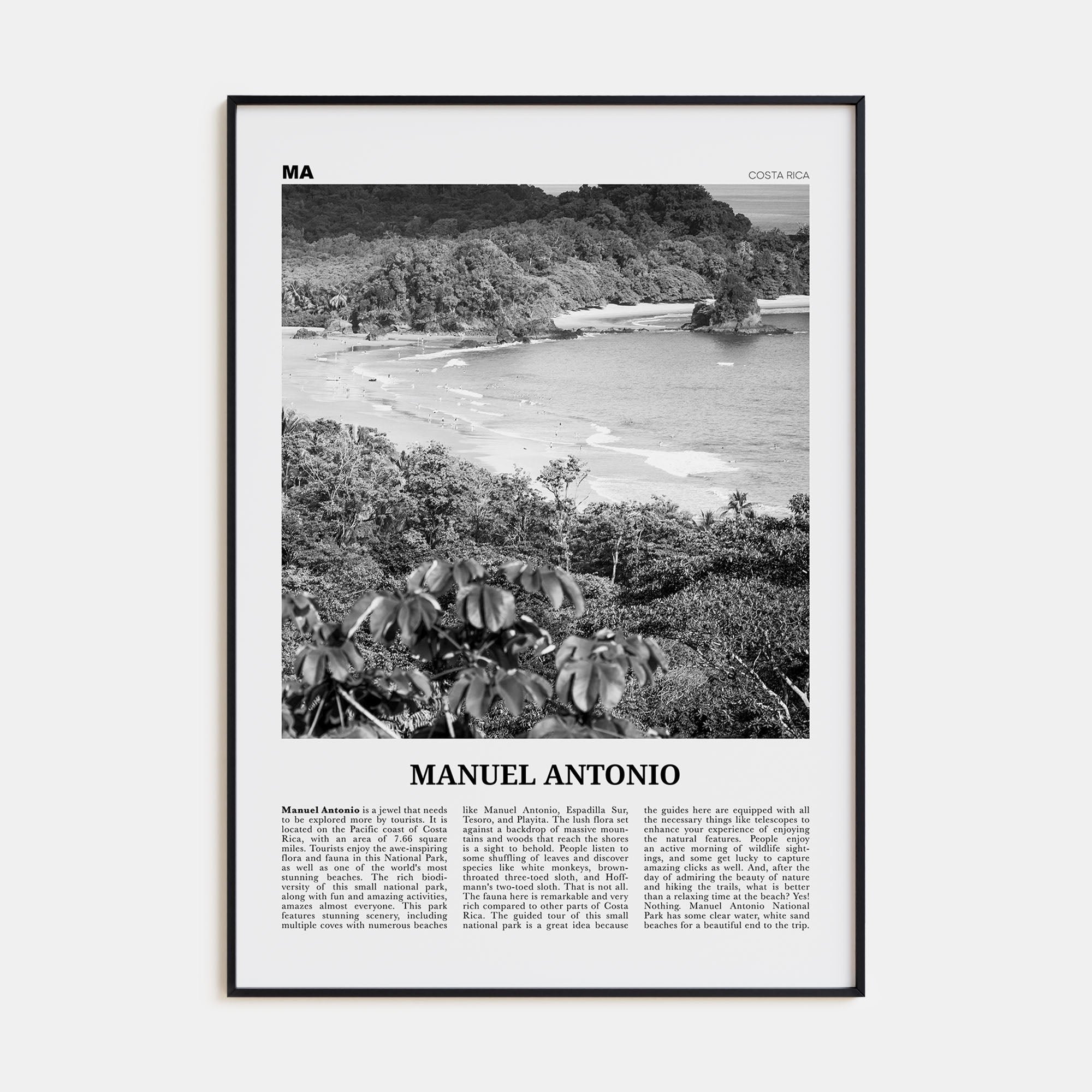 Manuel Antonio National Park Travel B&W Poster