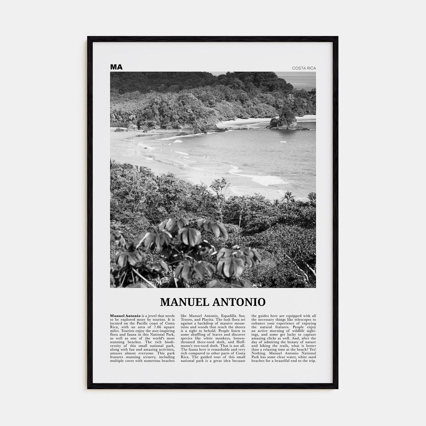 Manuel Antonio National Park Travel B&W Poster