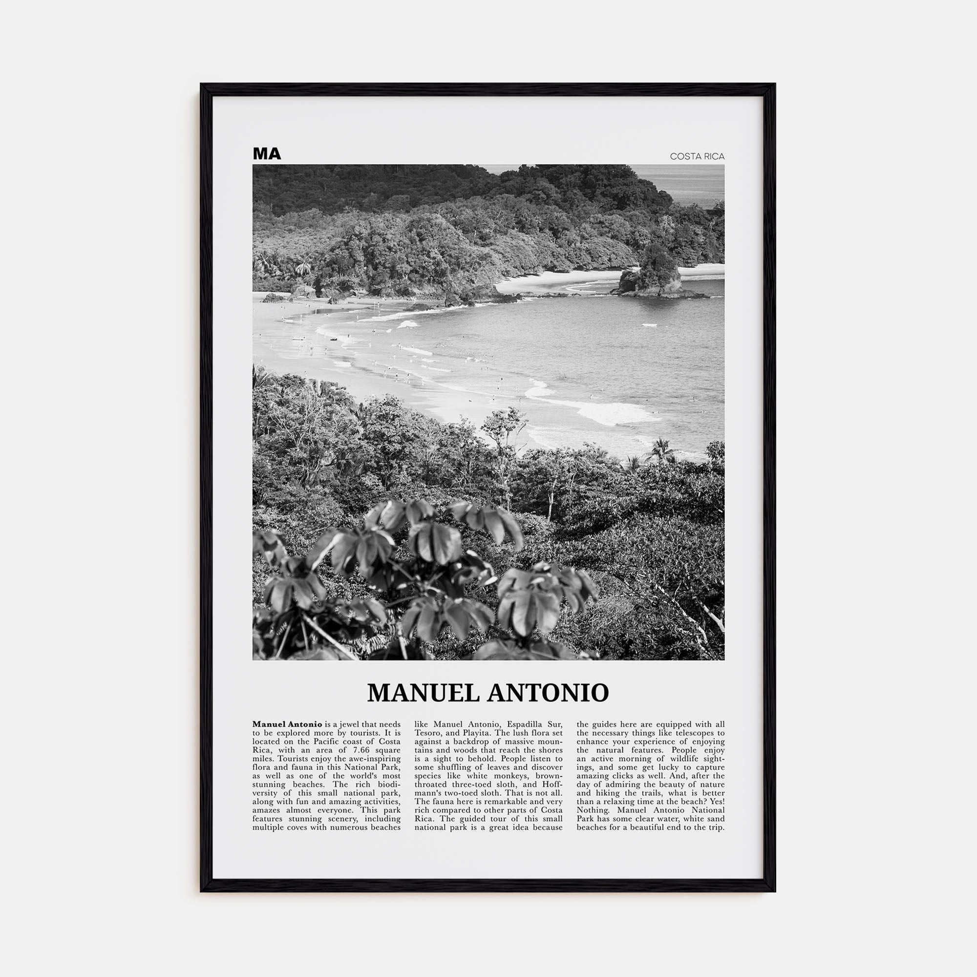 Manuel Antonio National Park Travel B&W Poster