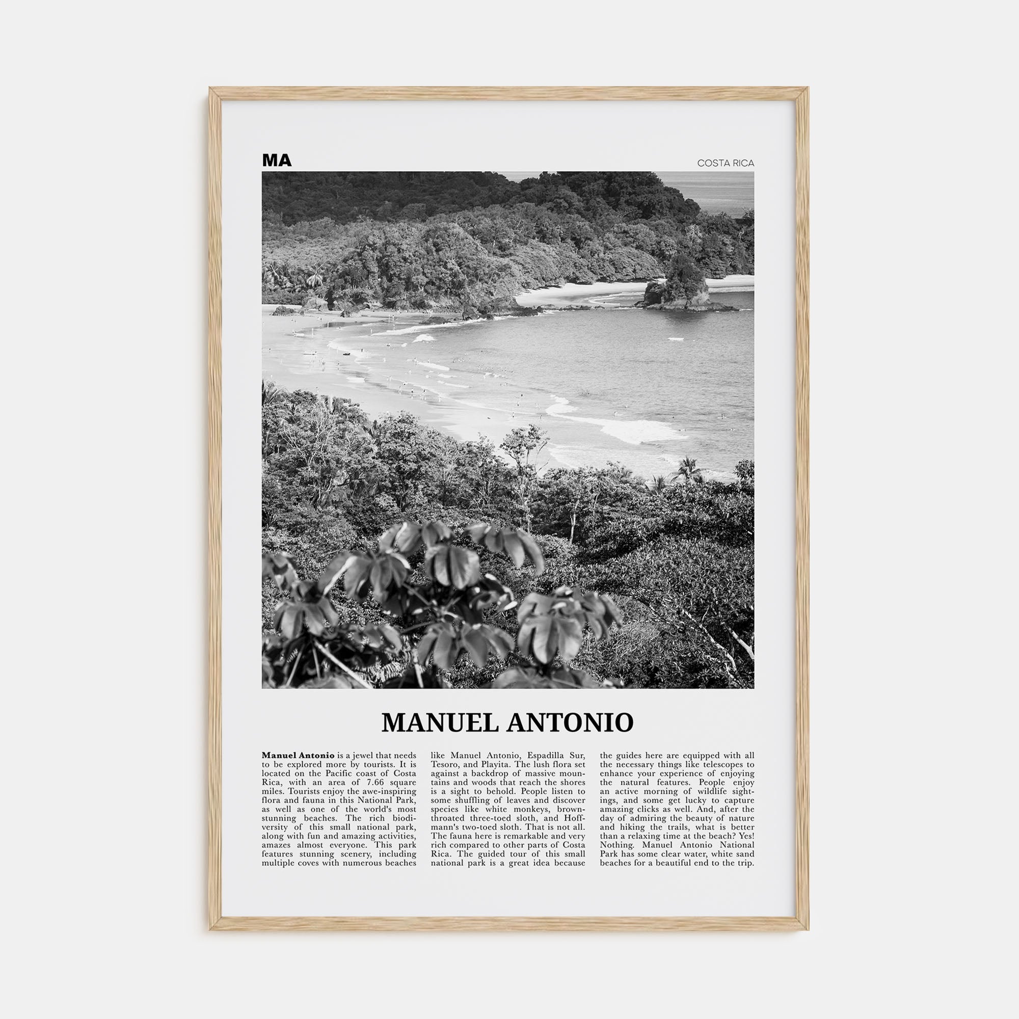Manuel Antonio National Park Travel B&W Poster