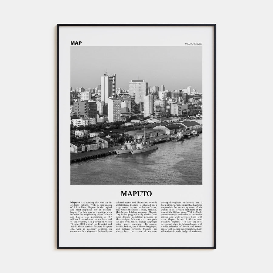 Maputo Travel B&W Poster
