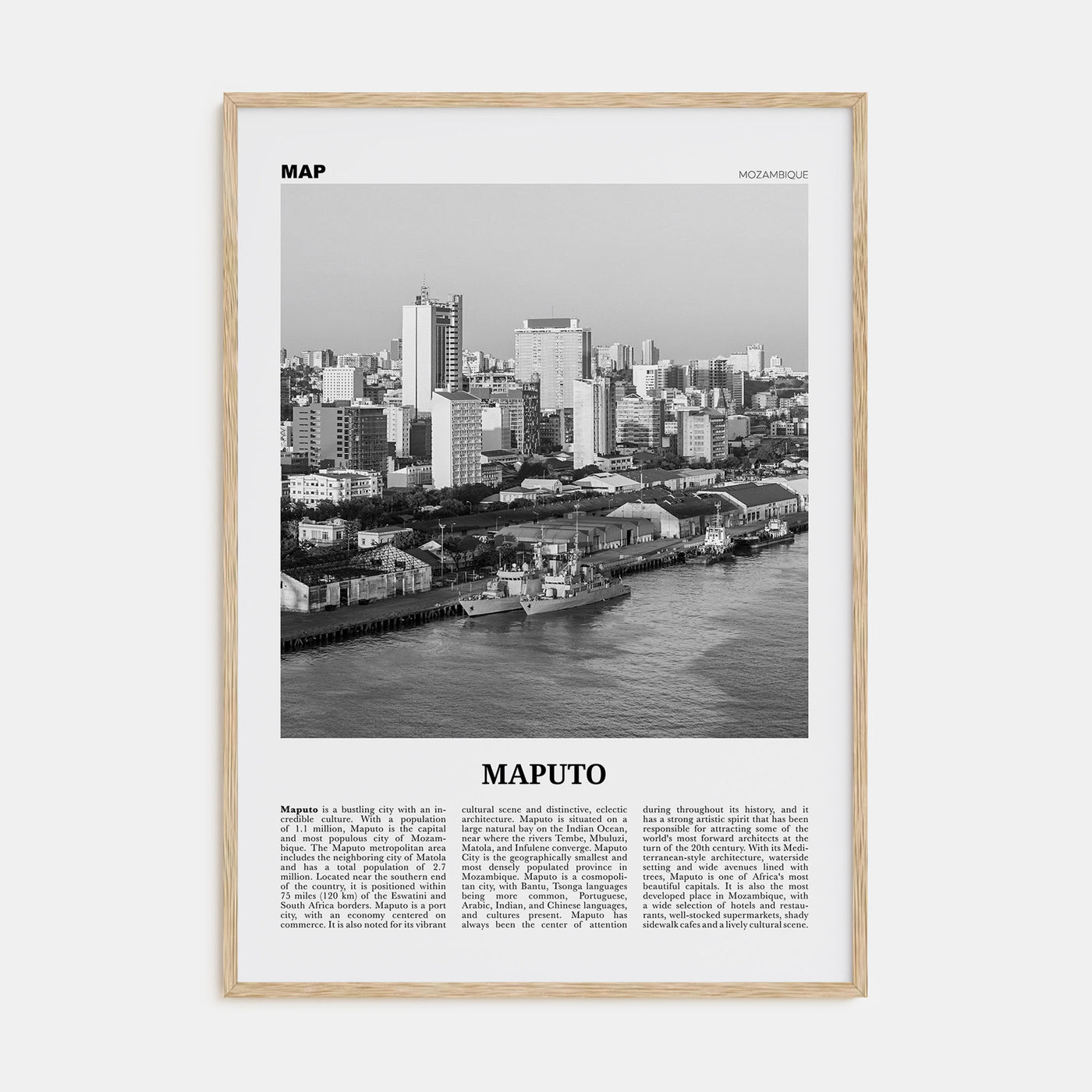 Maputo Travel B&W Poster