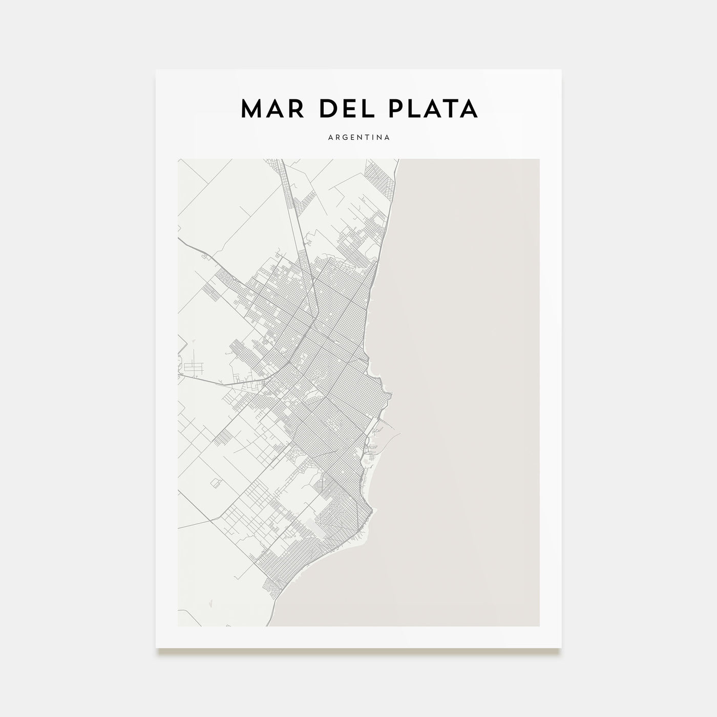 Mar del Plata Map Portrait Poster