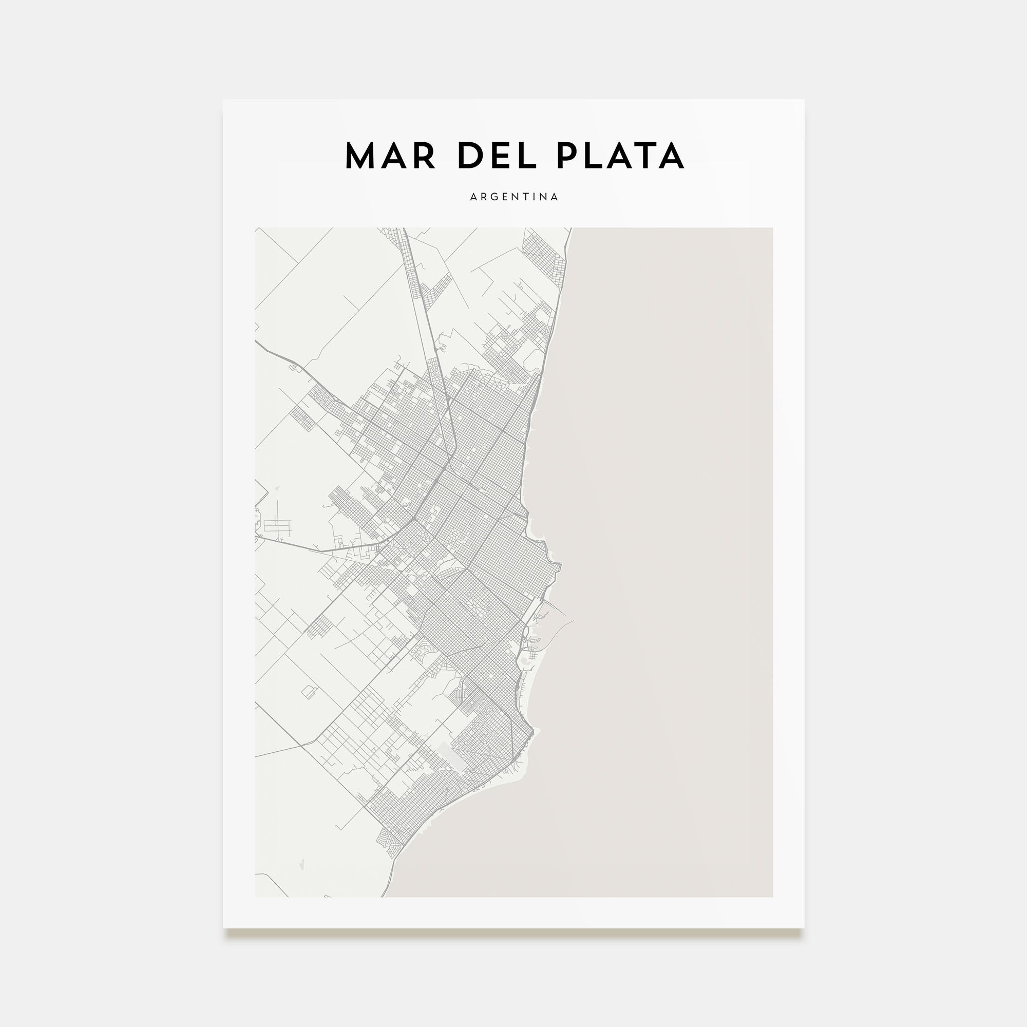 Mar del Plata Map Portrait Poster