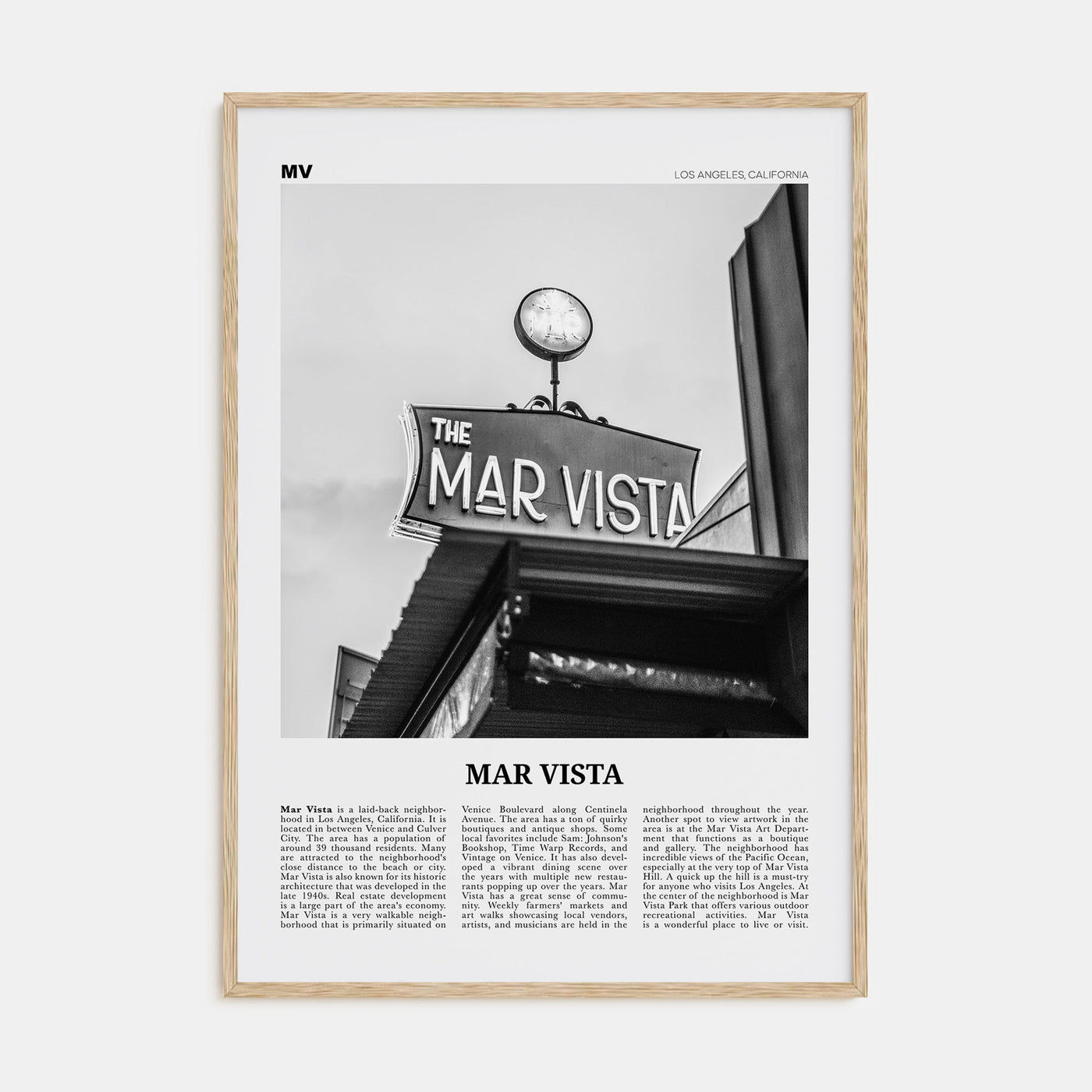 Mar Vista Travel B&W Poster