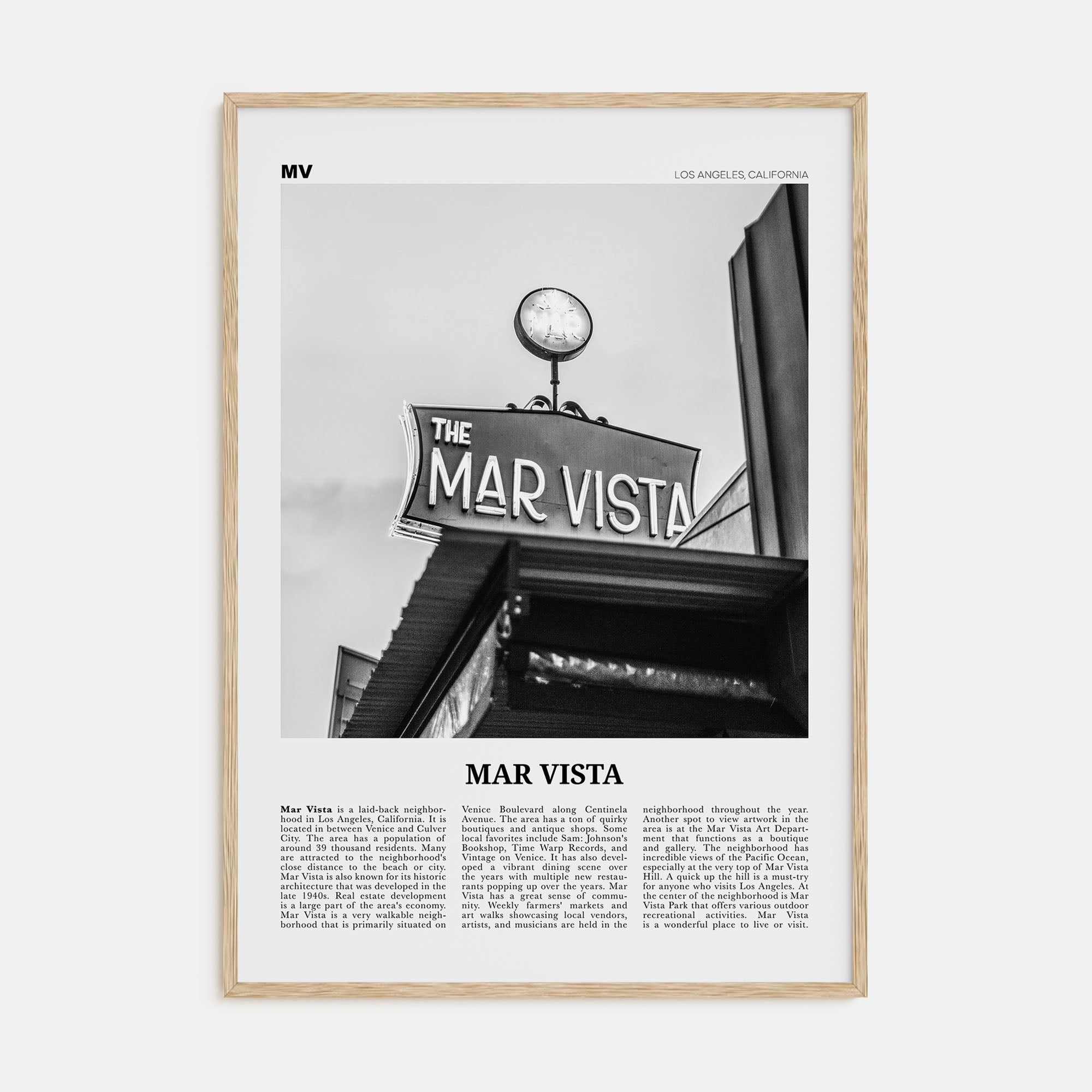 Mar Vista Travel B&W Poster