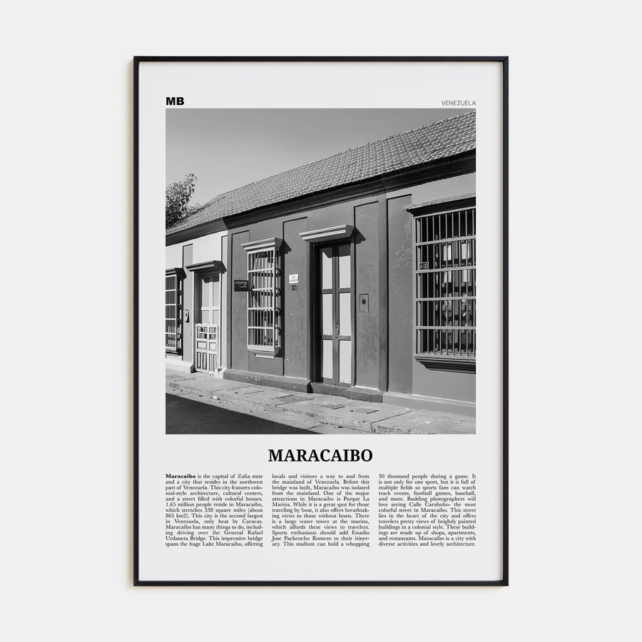 Maracaibo Travel B&W Poster