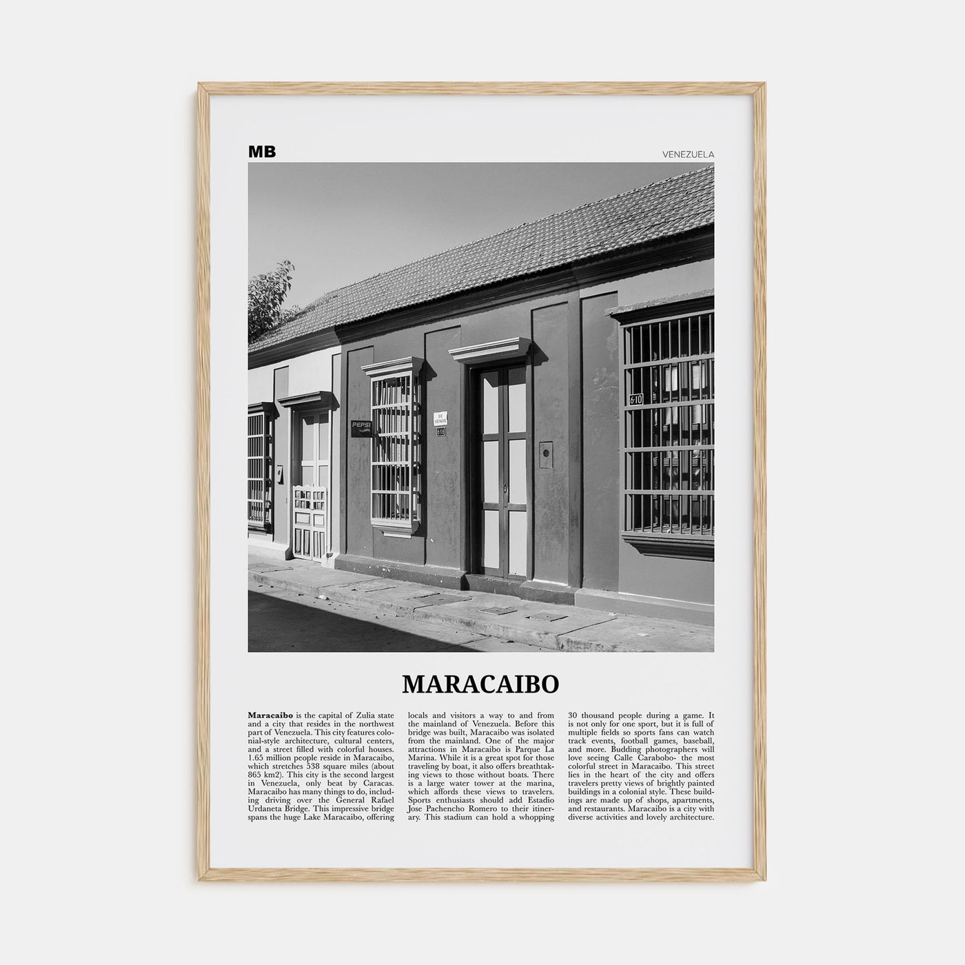 Maracaibo Travel B&W Poster