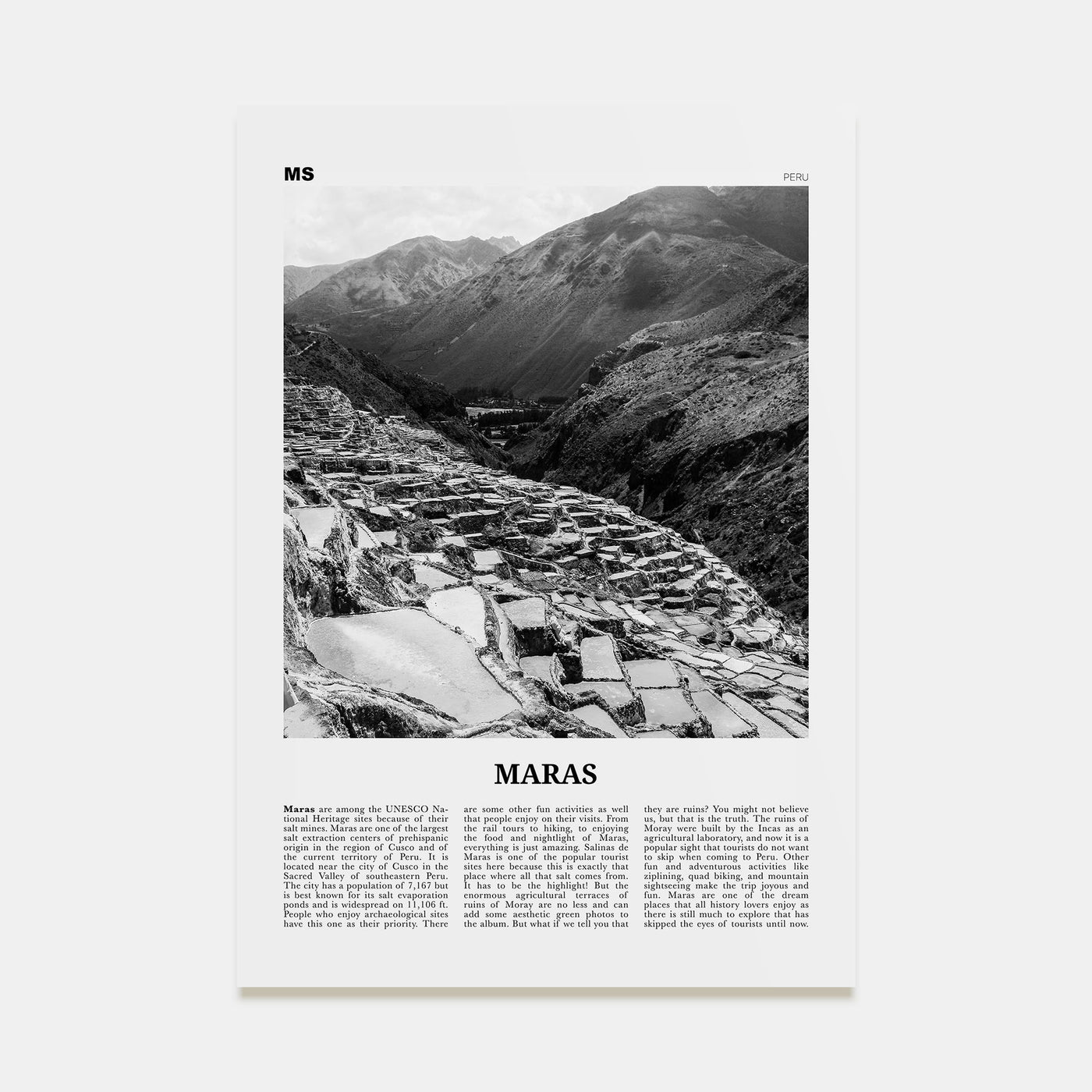 Maras Travel B&W Poster