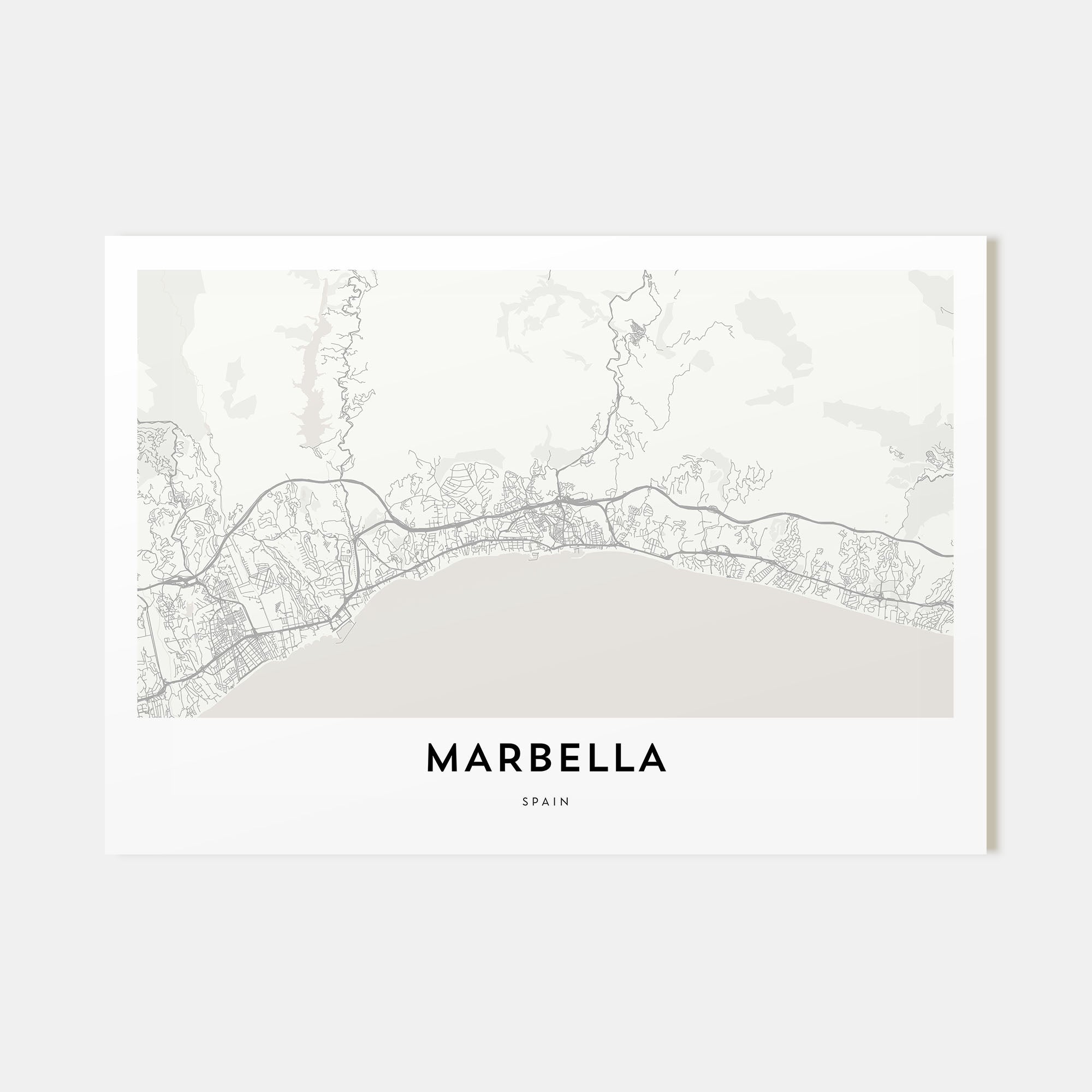 Marbella Map Landscape Poster
