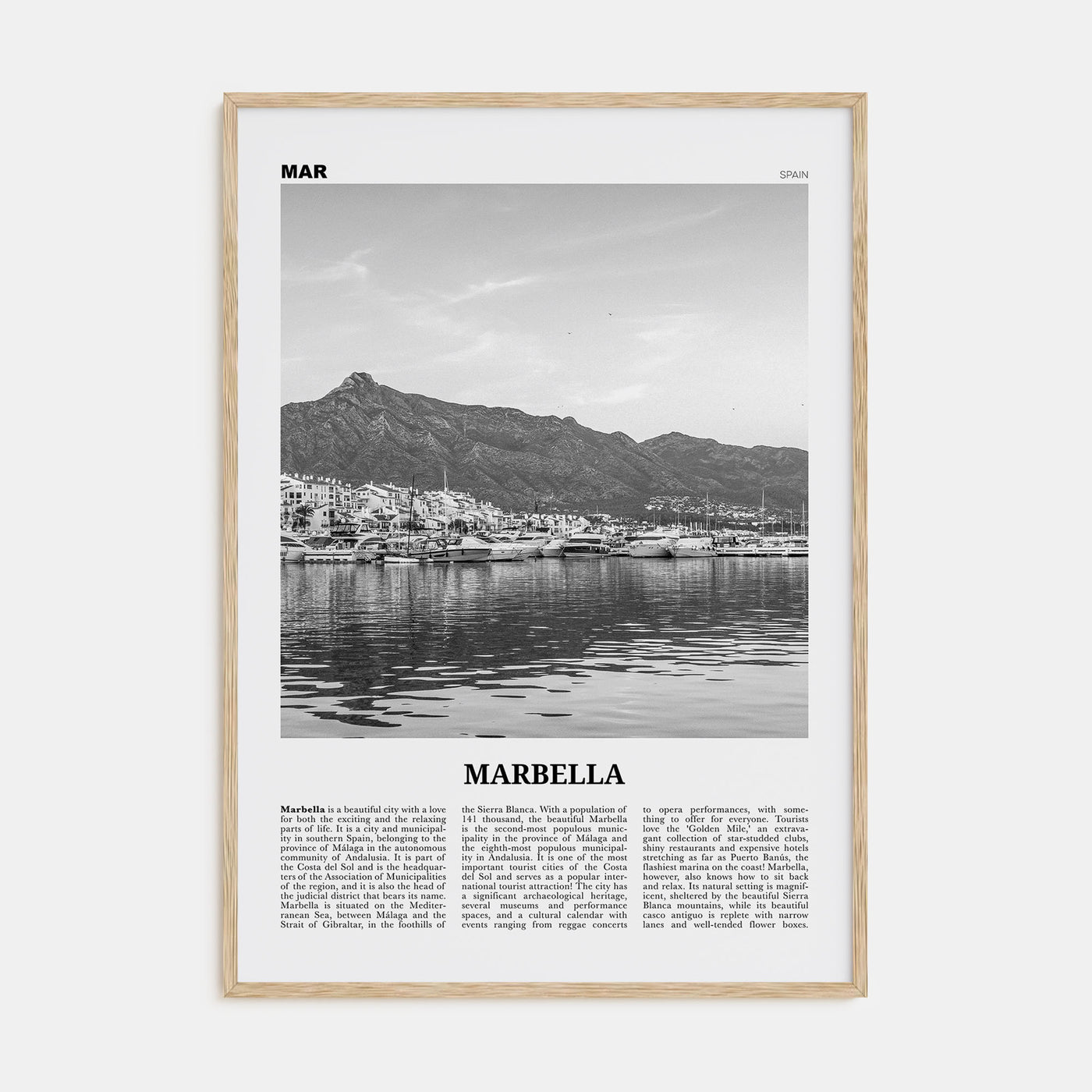 Marbella Travel B&W Poster