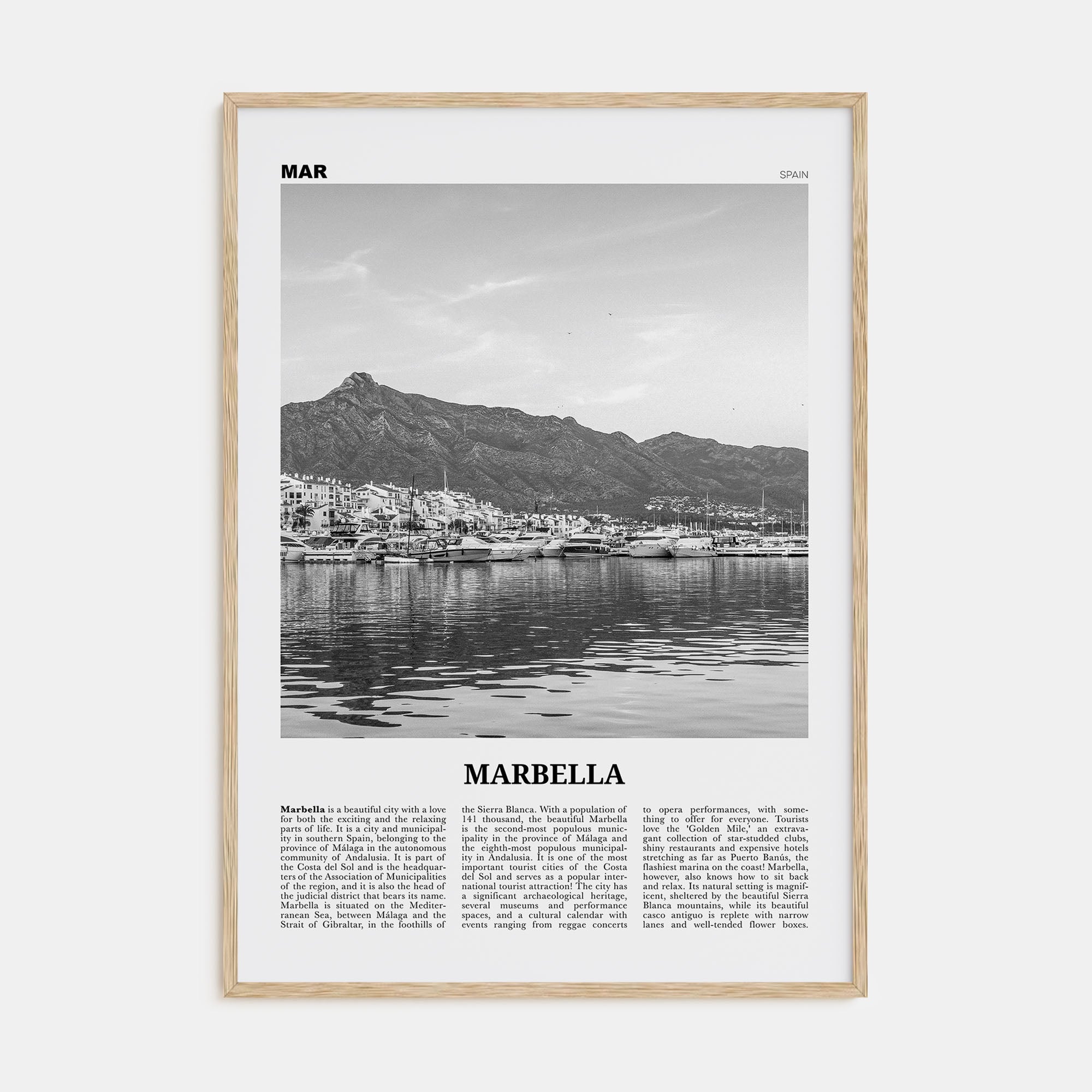 Marbella Travel B&W Poster