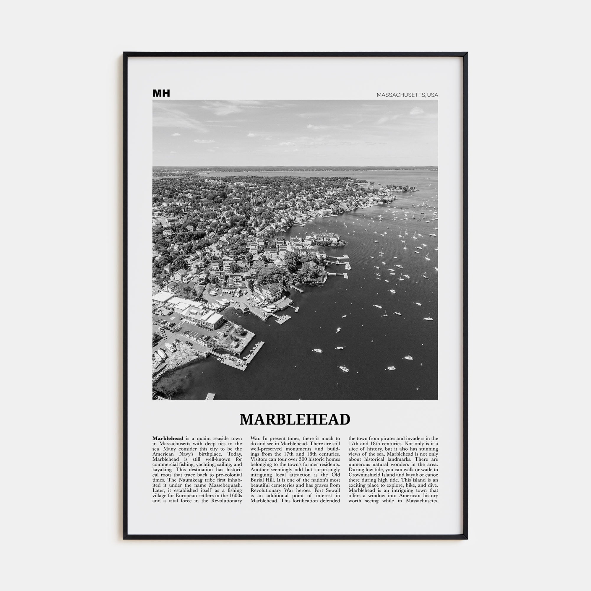 Marblehead Travel B&W Poster
