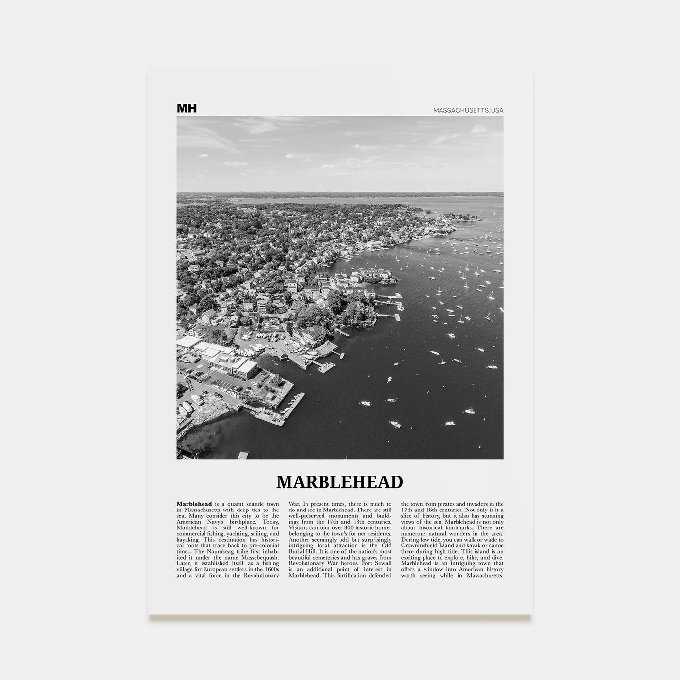Marblehead Travel B&W Poster