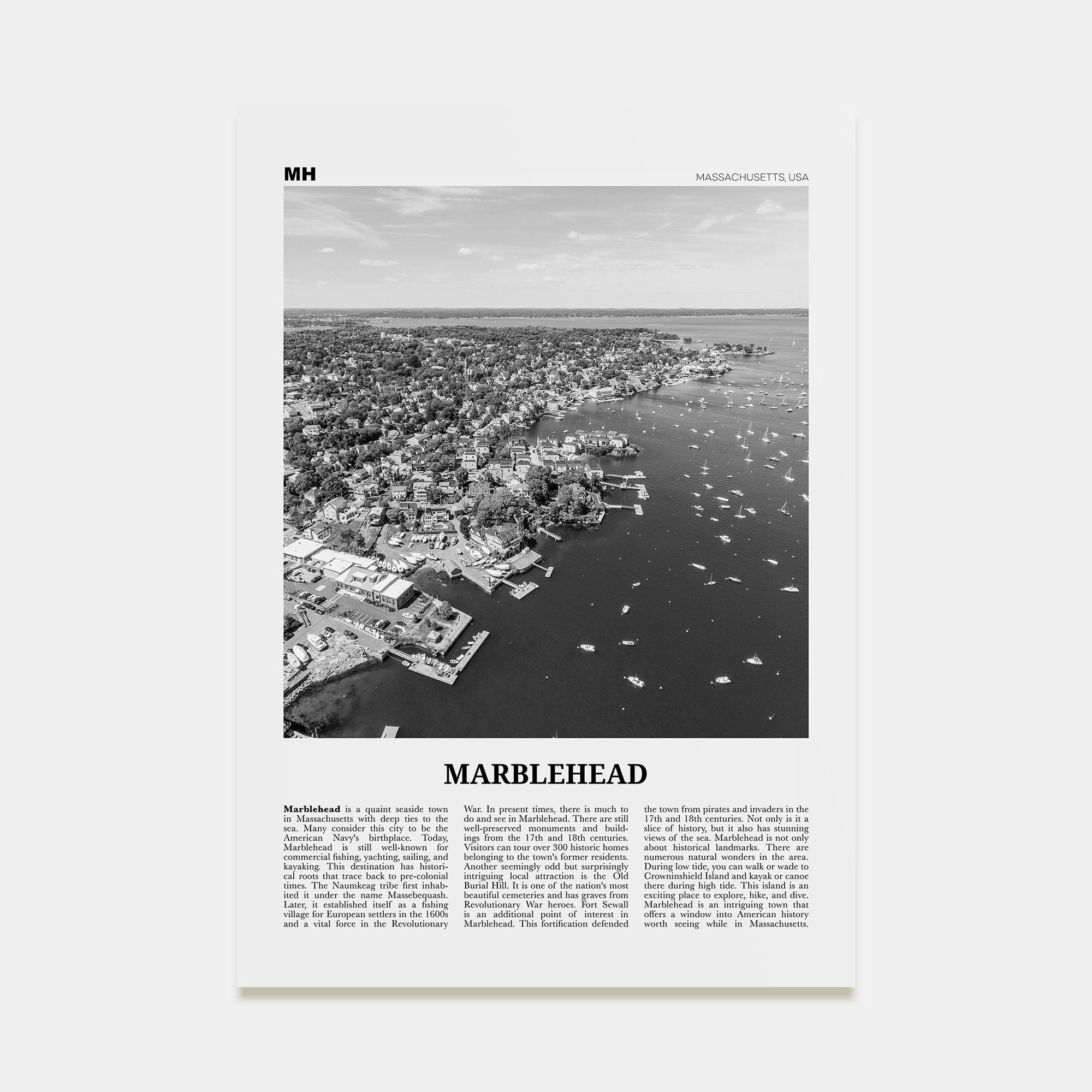 Marblehead Travel B&W Poster
