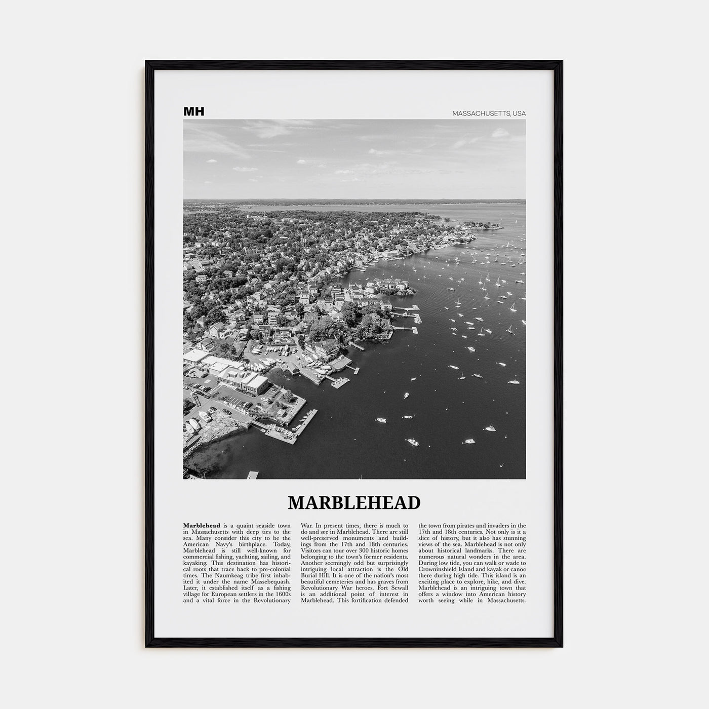 Marblehead Travel B&W Poster
