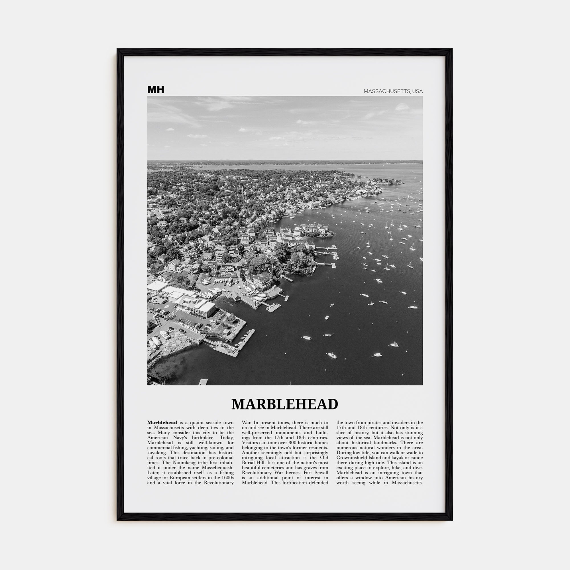 Marblehead Travel B&W Poster