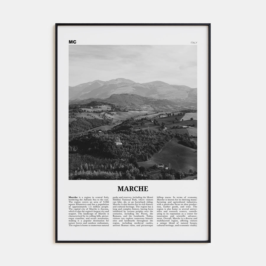 Marche Travel B&W Poster